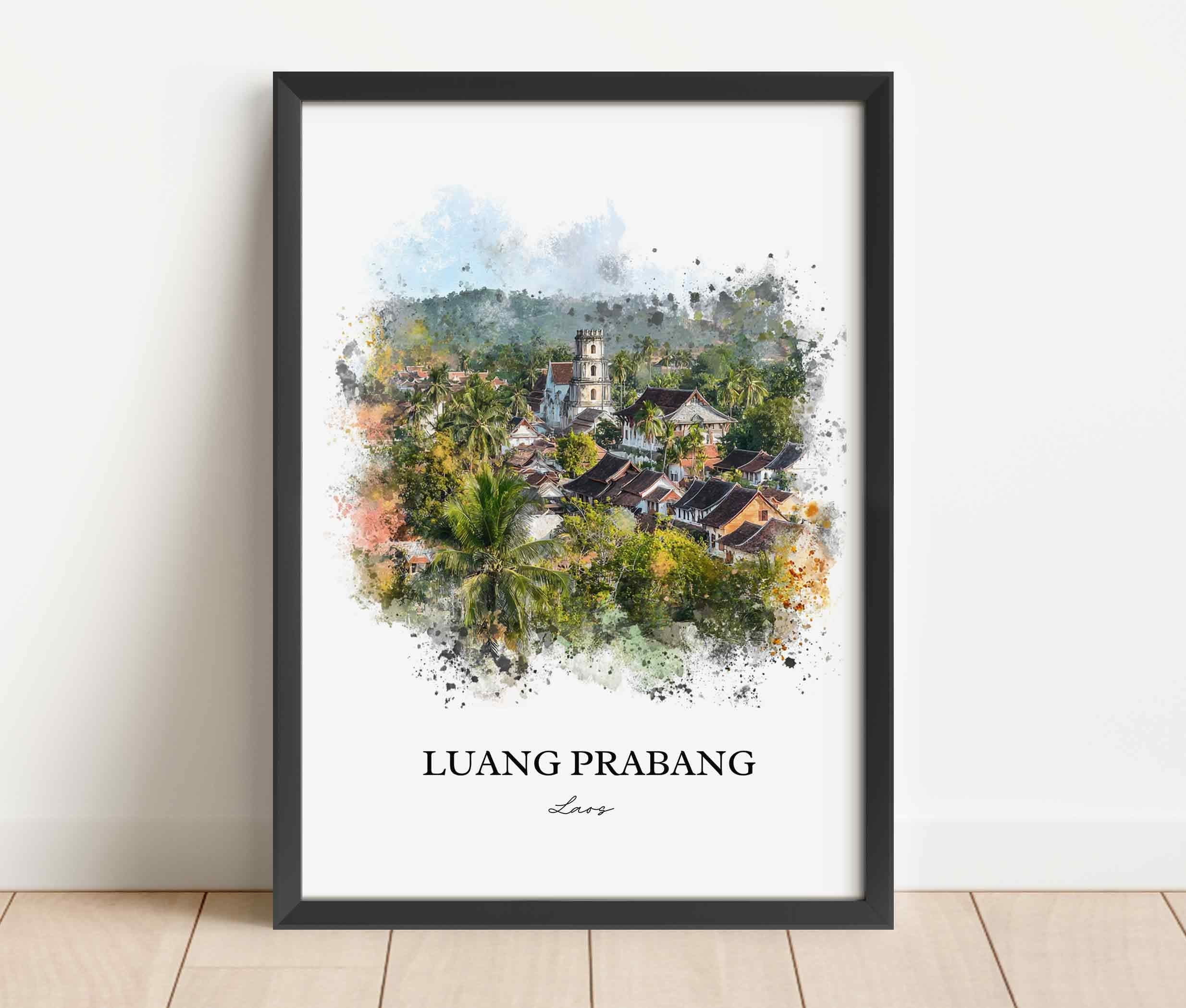 Luang Prabang, Laos – Watercolor Art Print - Image 4