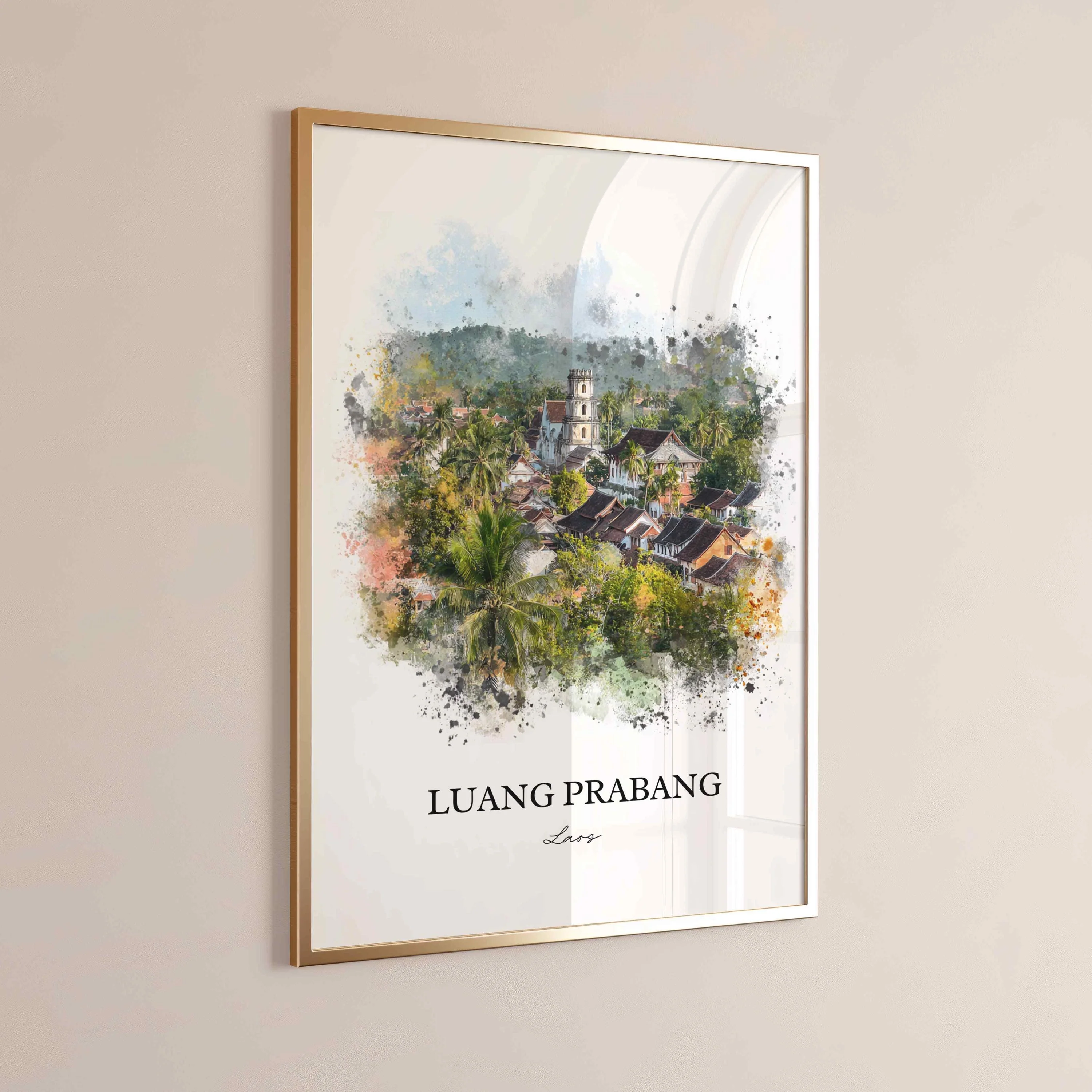 Luang Prabang, Laos – Watercolor Art Print - Image 8