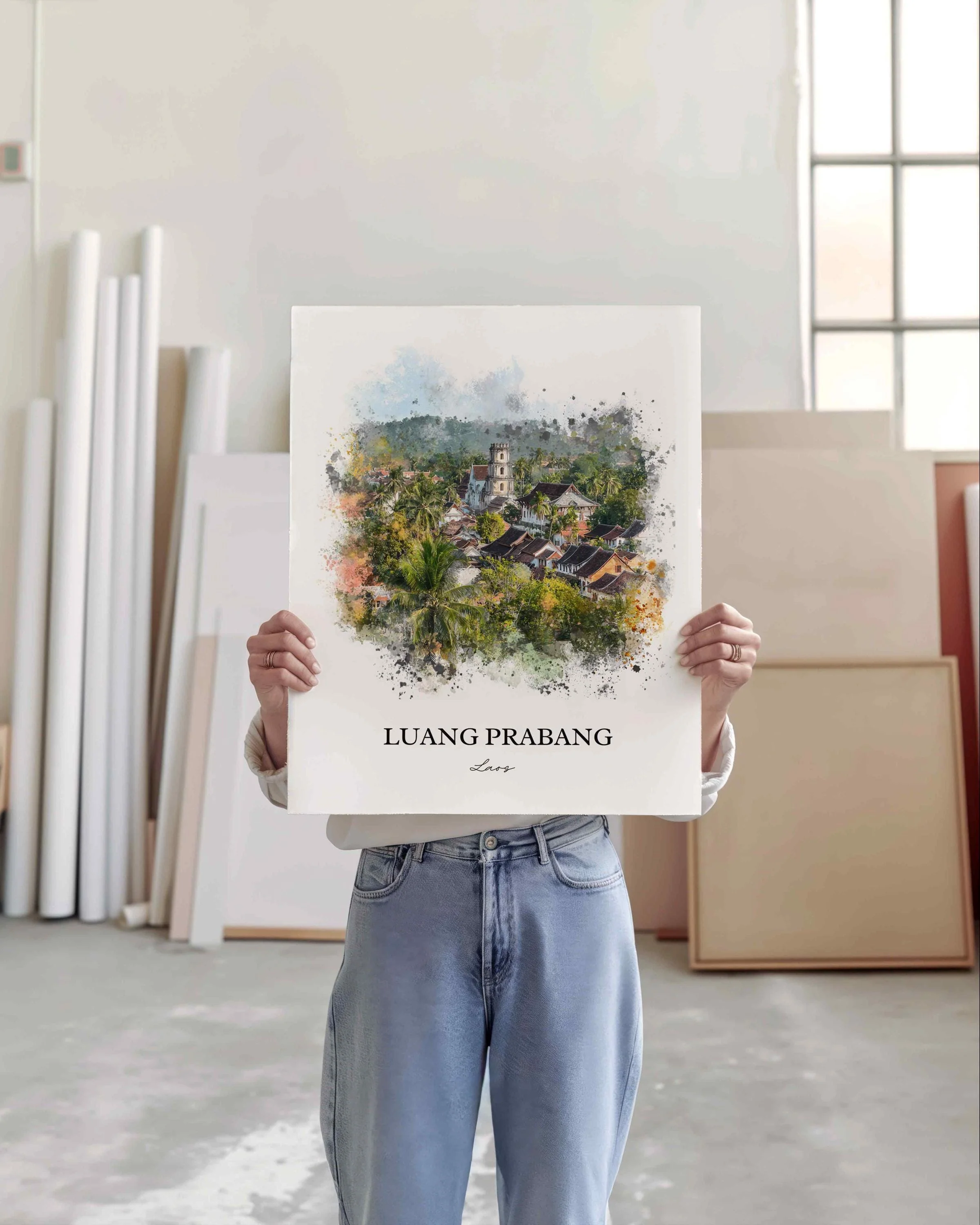 Luang Prabang, Laos – Watercolor Art Print - Image 9