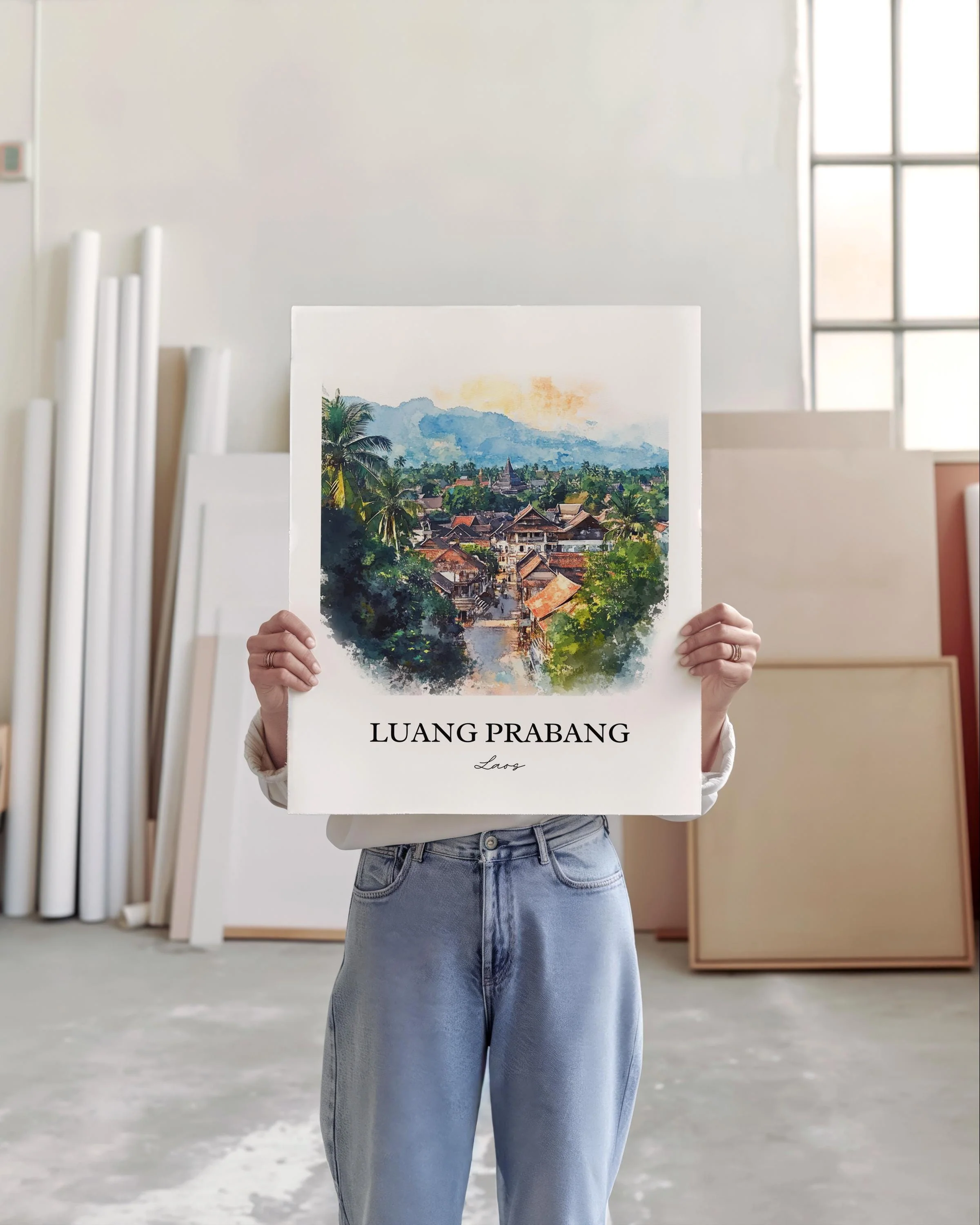 Luang Prabang, Laos – Watercolor Art Print - Image 4