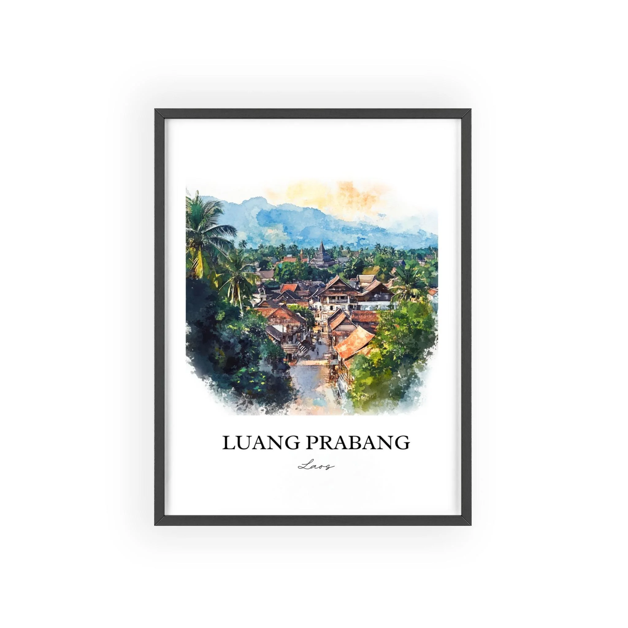 Luang Prabang, Laos – Watercolor Art Print - Image 7