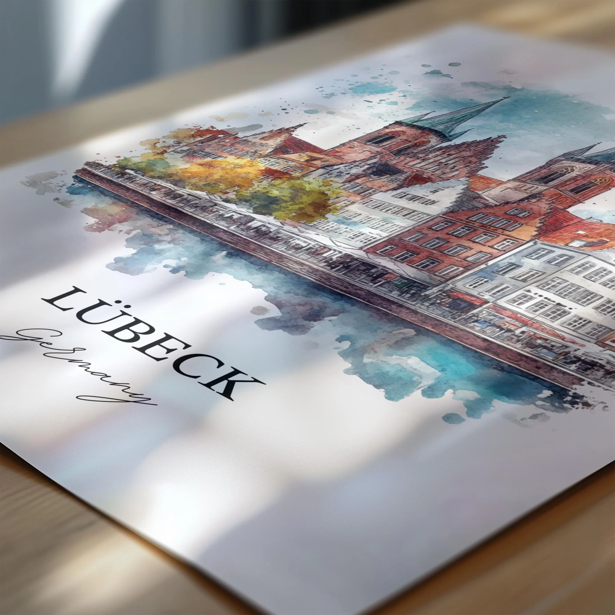 Lübeck, Germany – Watercolor Art Print - Image 2