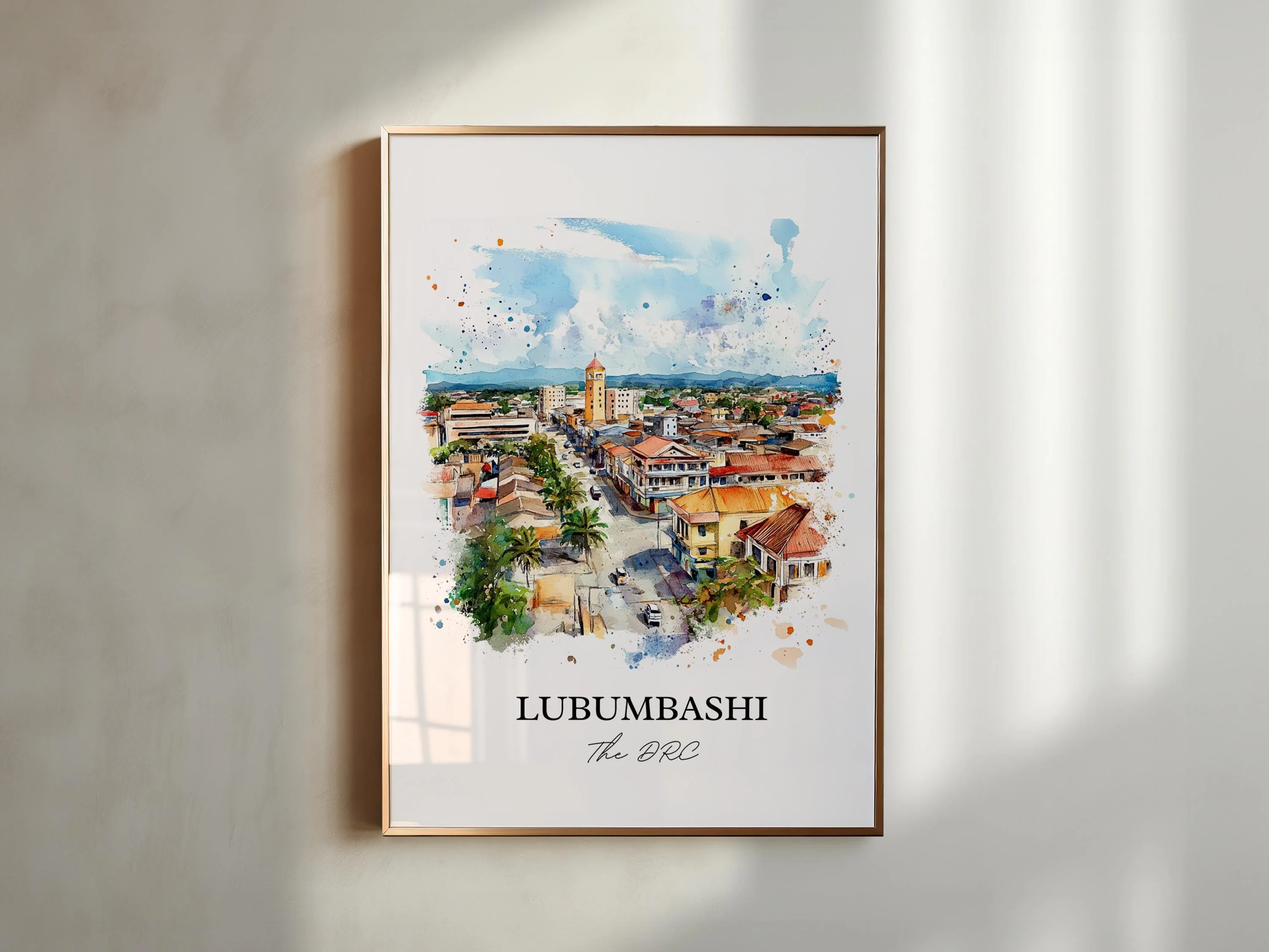 Lubumbashi, DRC – Watercolor Art Print - Image 3