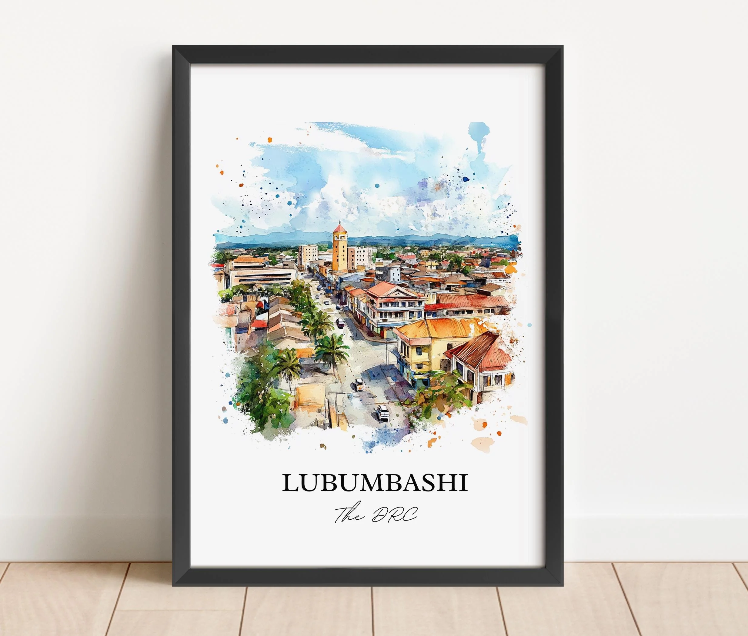 Lubumbashi, DRC – Watercolor Art Print - Image 4