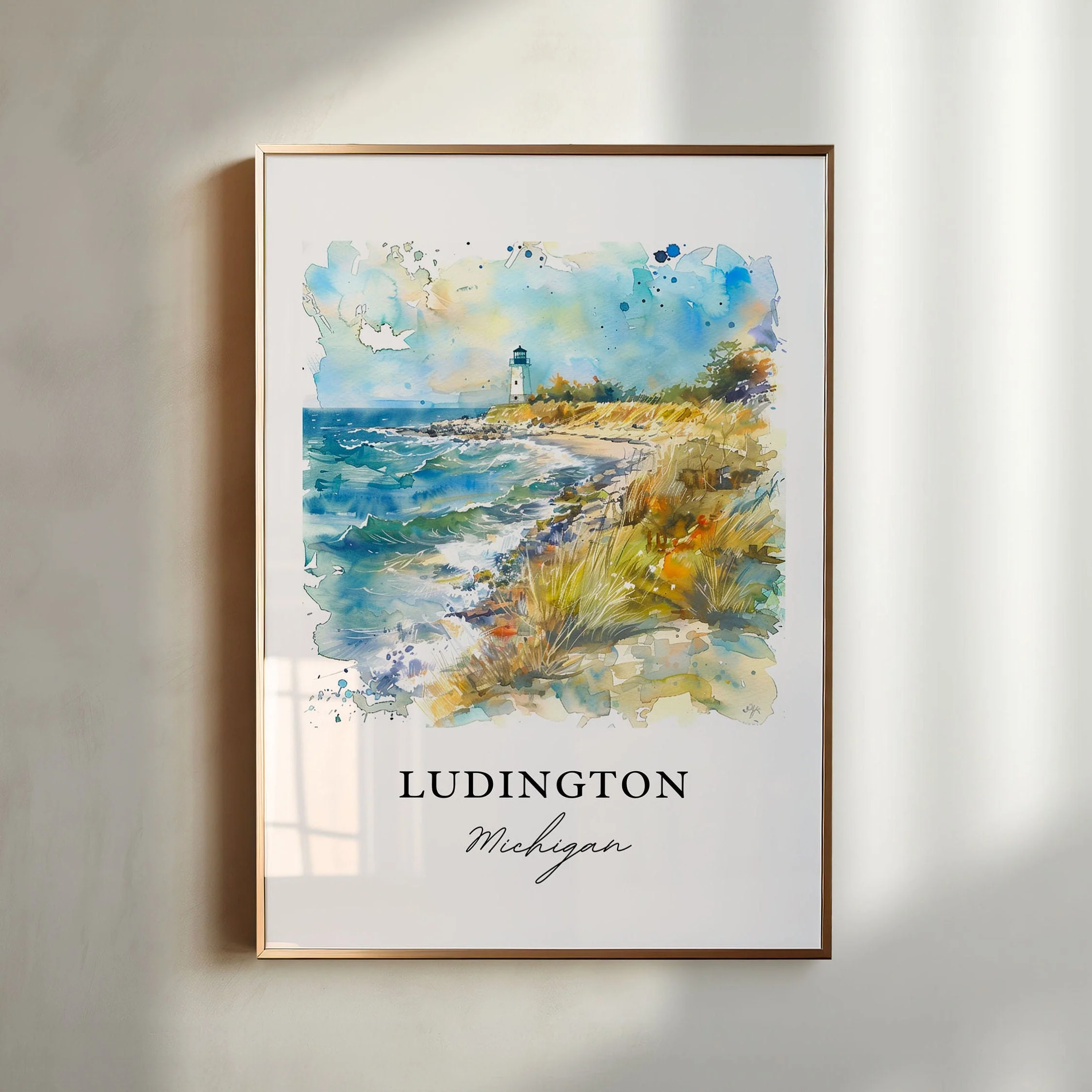 Ludington, Michigan, Michigan – Watercolor Art Print