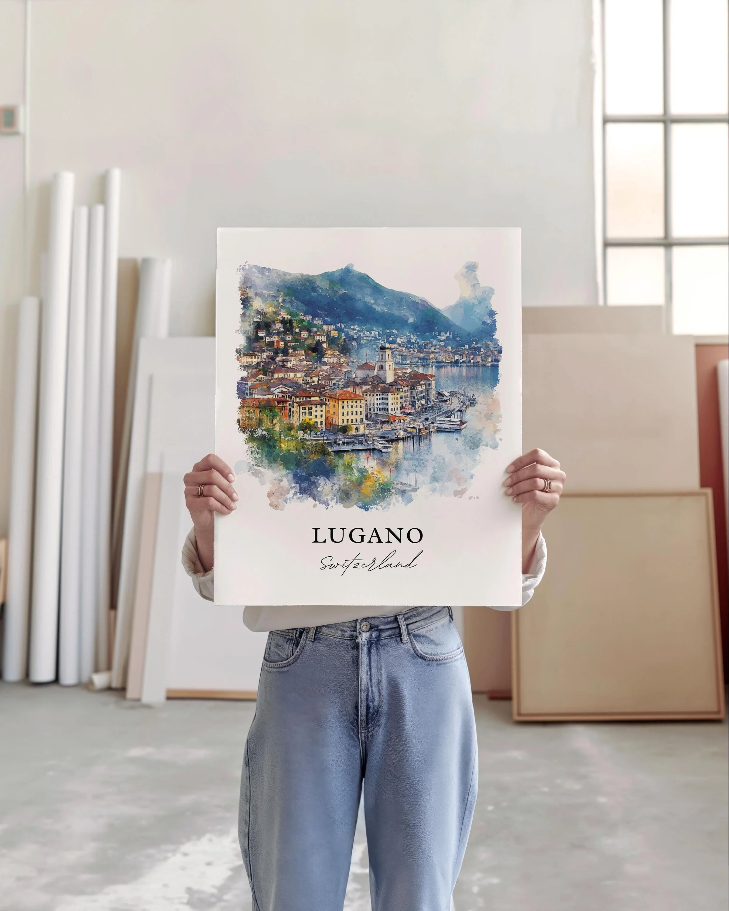 Lugano, Switzerland – Watercolor Art Print - Image 4