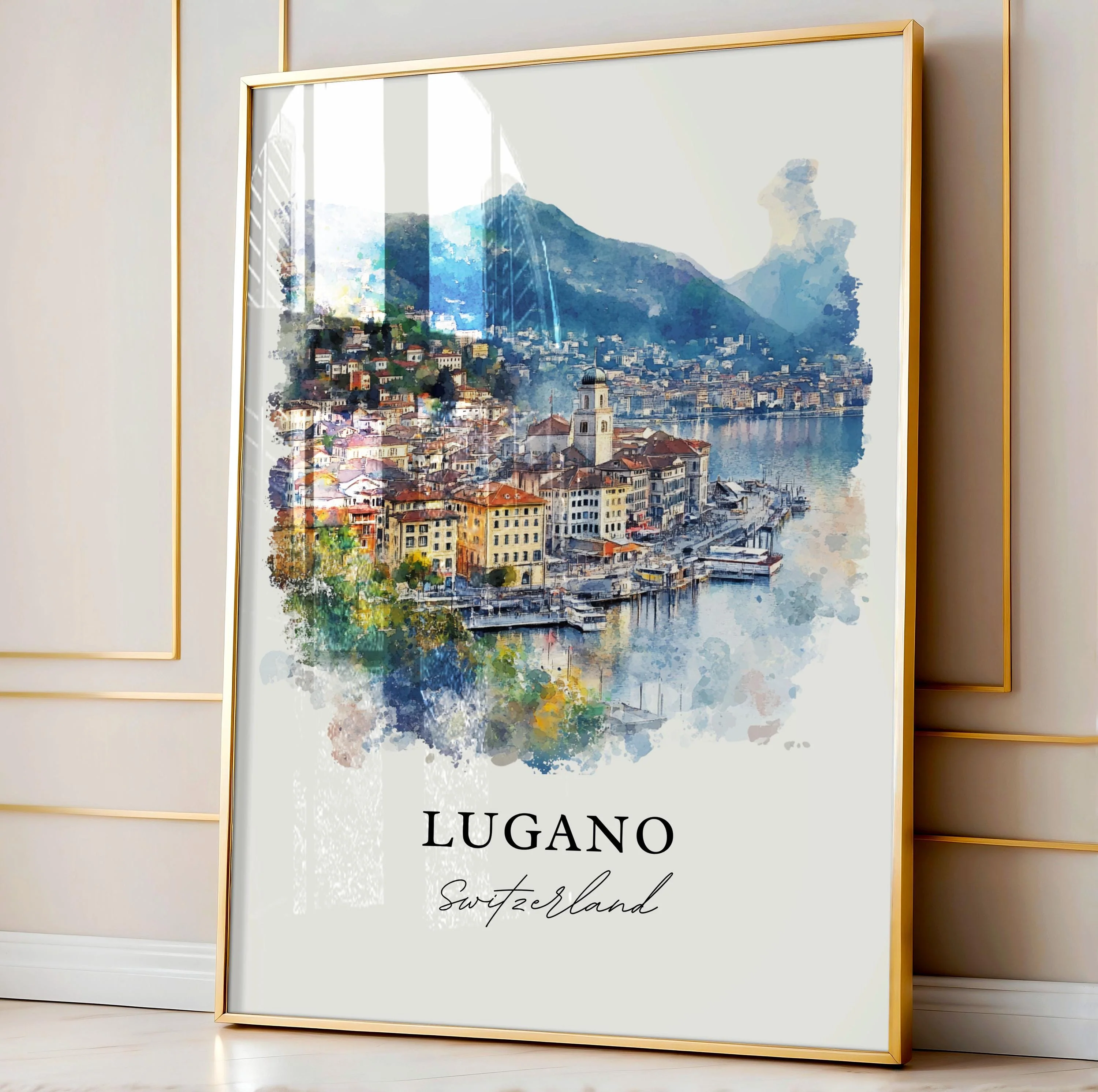 Lugano, Switzerland – Watercolor Art Print - Image 5