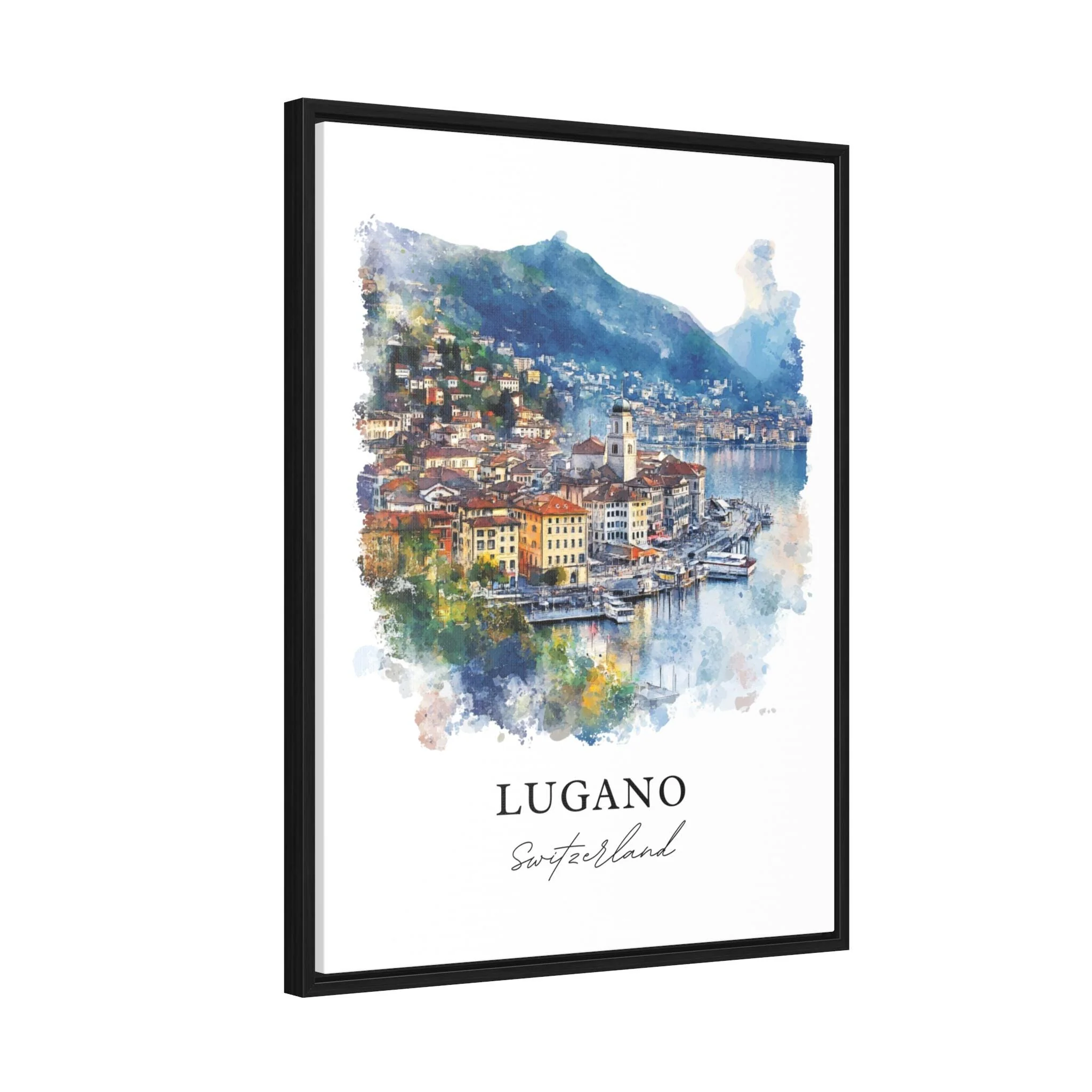 Lugano, Switzerland – Watercolor Art Print - Image 7