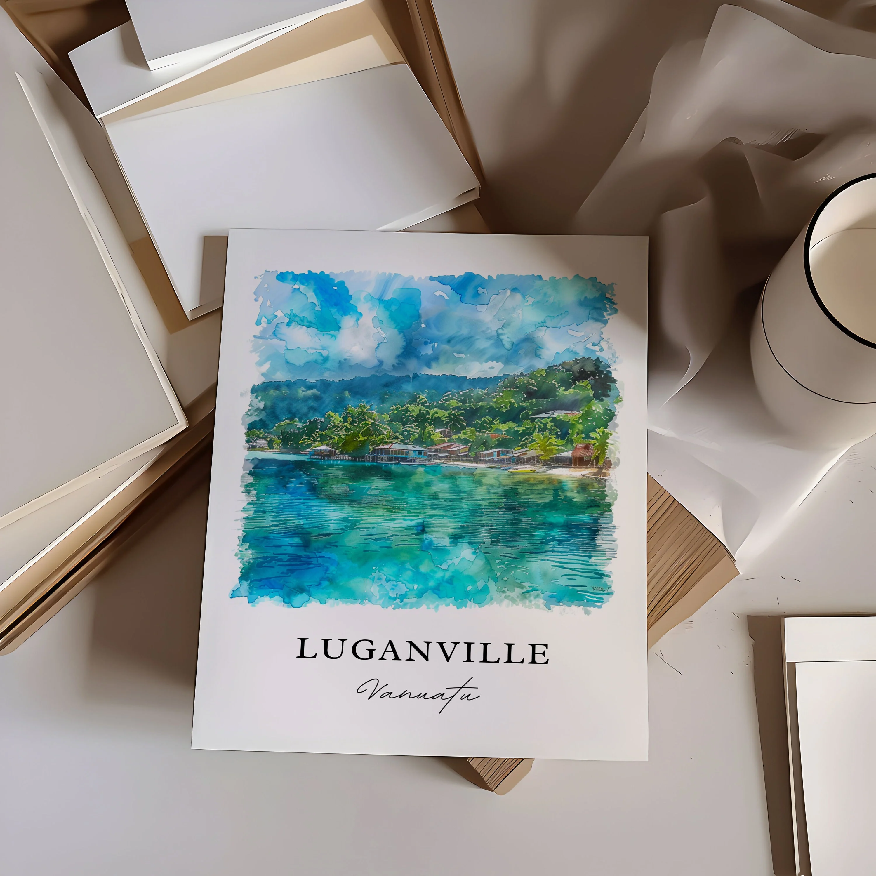 Luganville, Vanuatu – Watercolor Art Print - Image 2