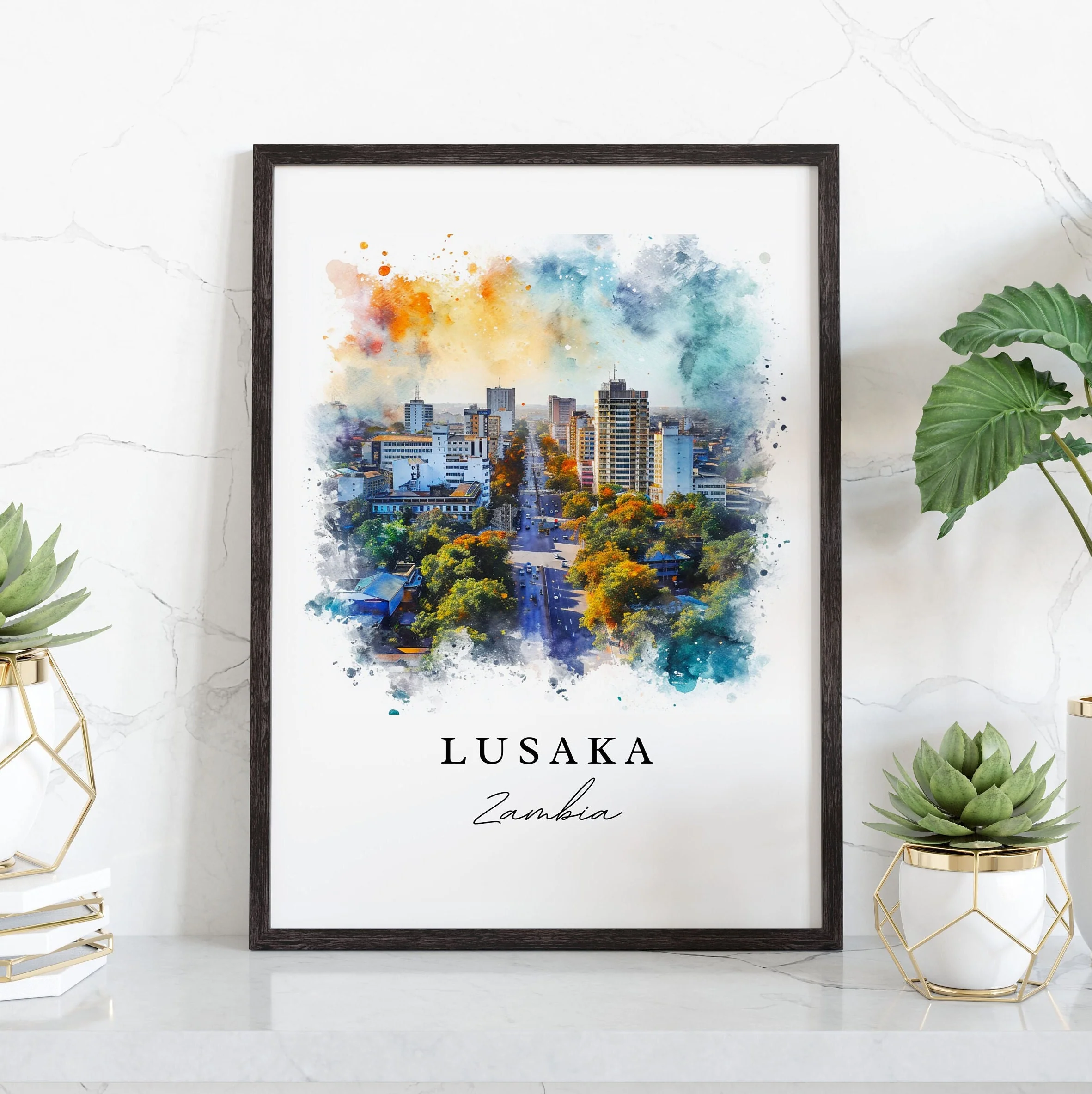 Lusaka, Zambia – Watercolor Art Print - Image 5