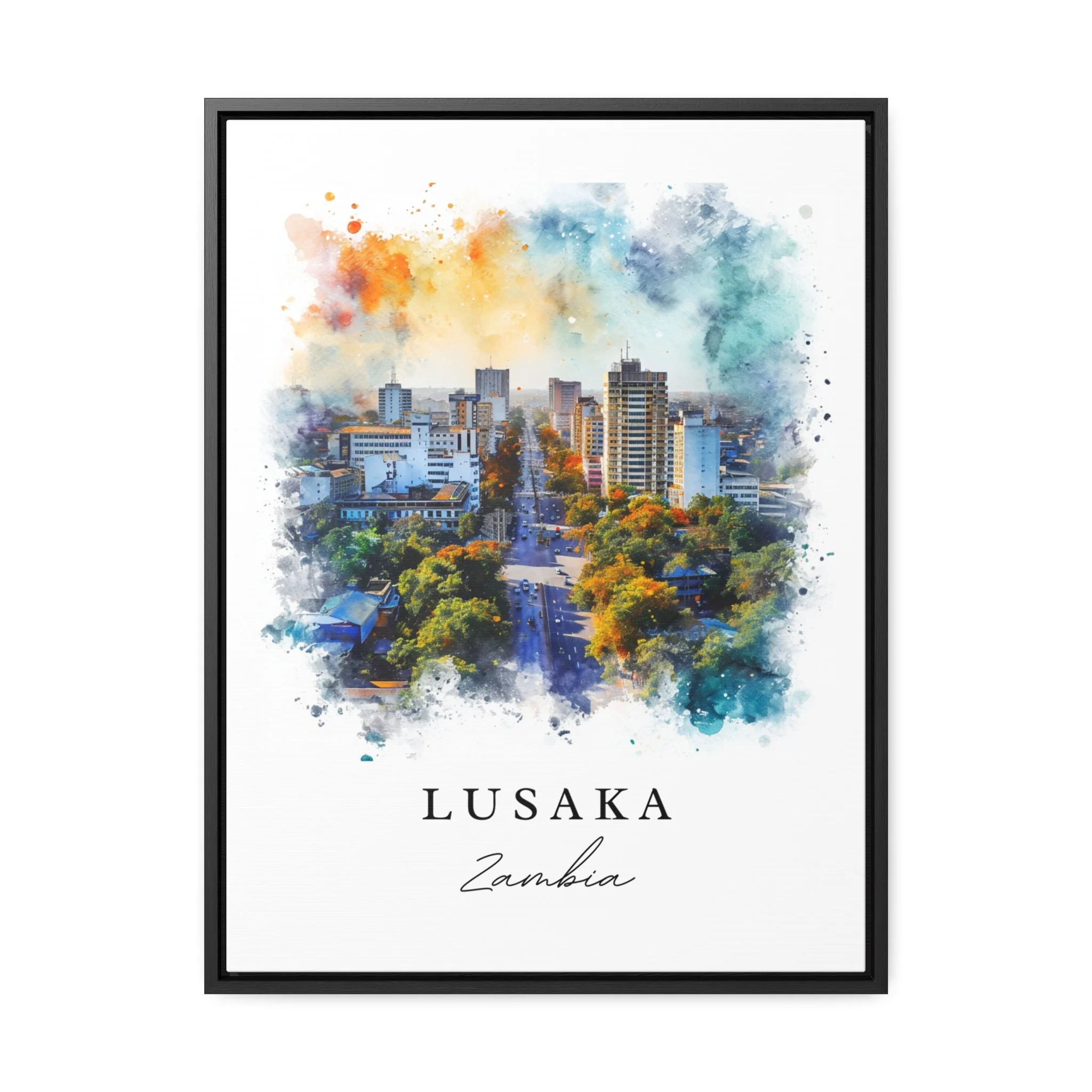 Lusaka, Zambia – Watercolor Art Print - Image 6