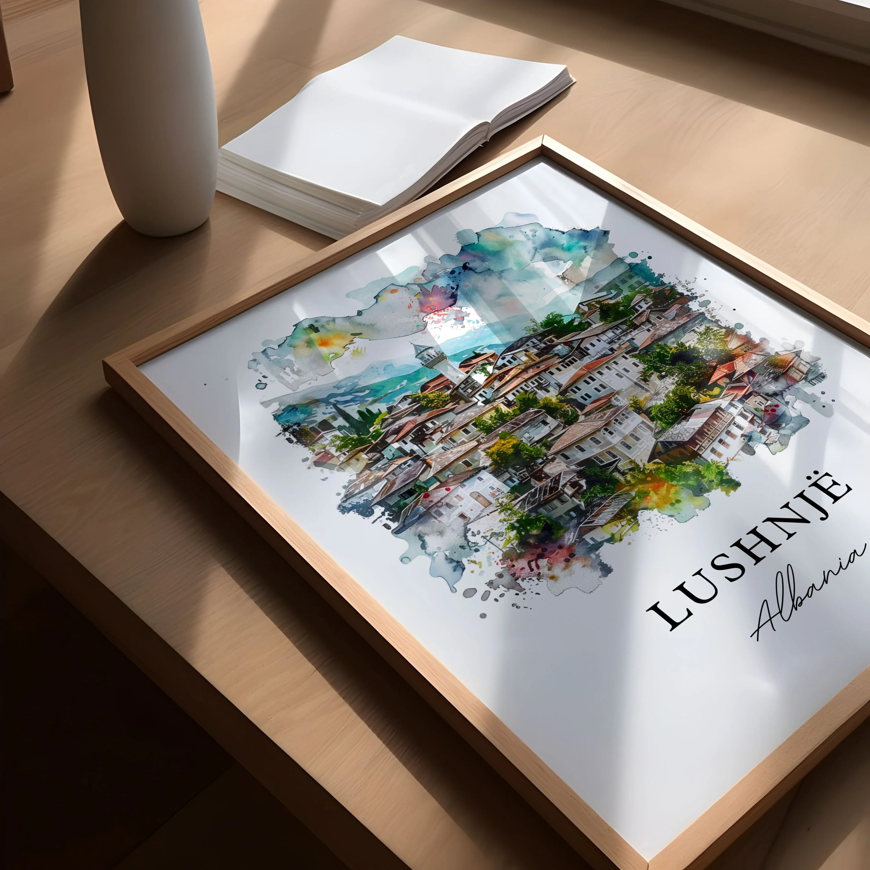 Lushnjë, Albania – Watercolor Art Print - Image 3
