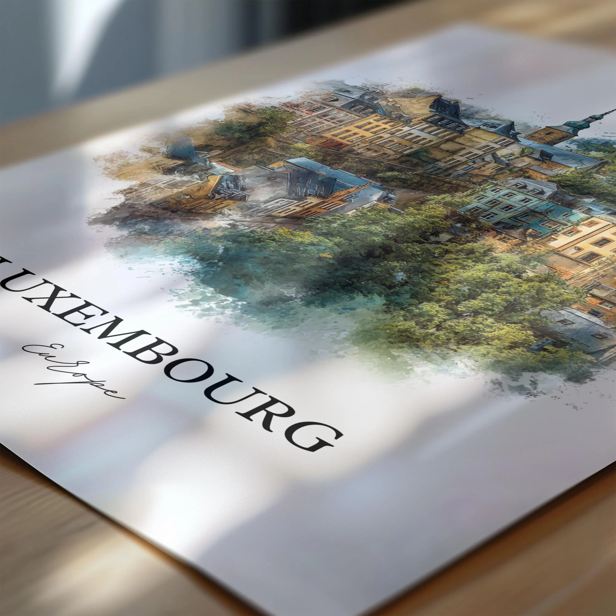 Luxembourg, Luxembourg – Watercolor Art Print - Image 2