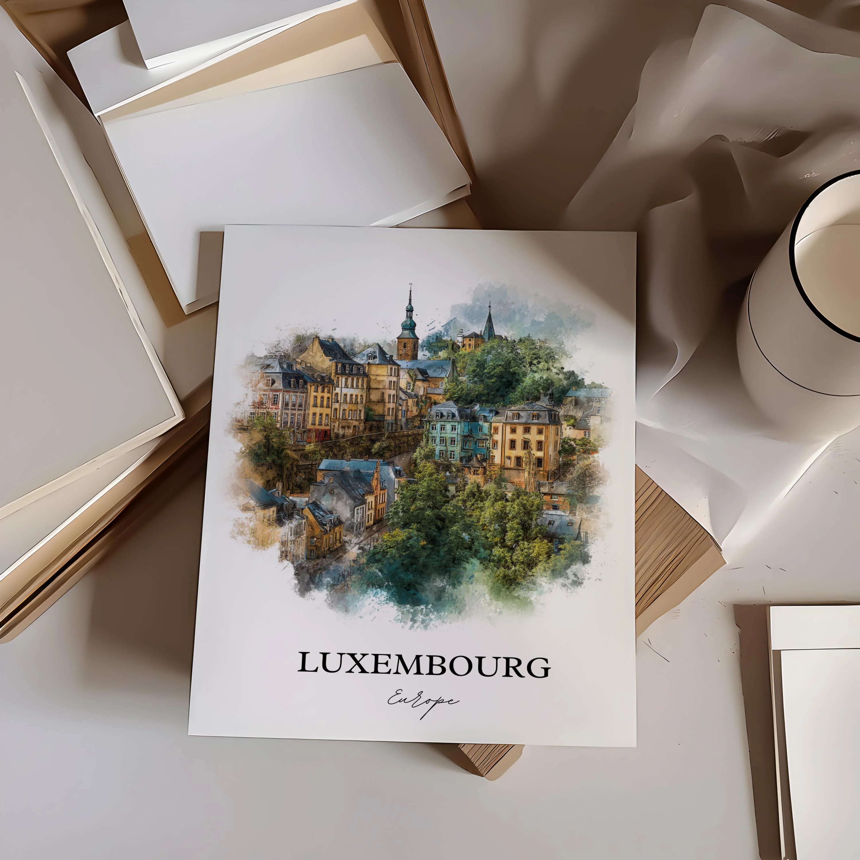 Luxembourg, Luxembourg – Watercolor Art Print - Image 6