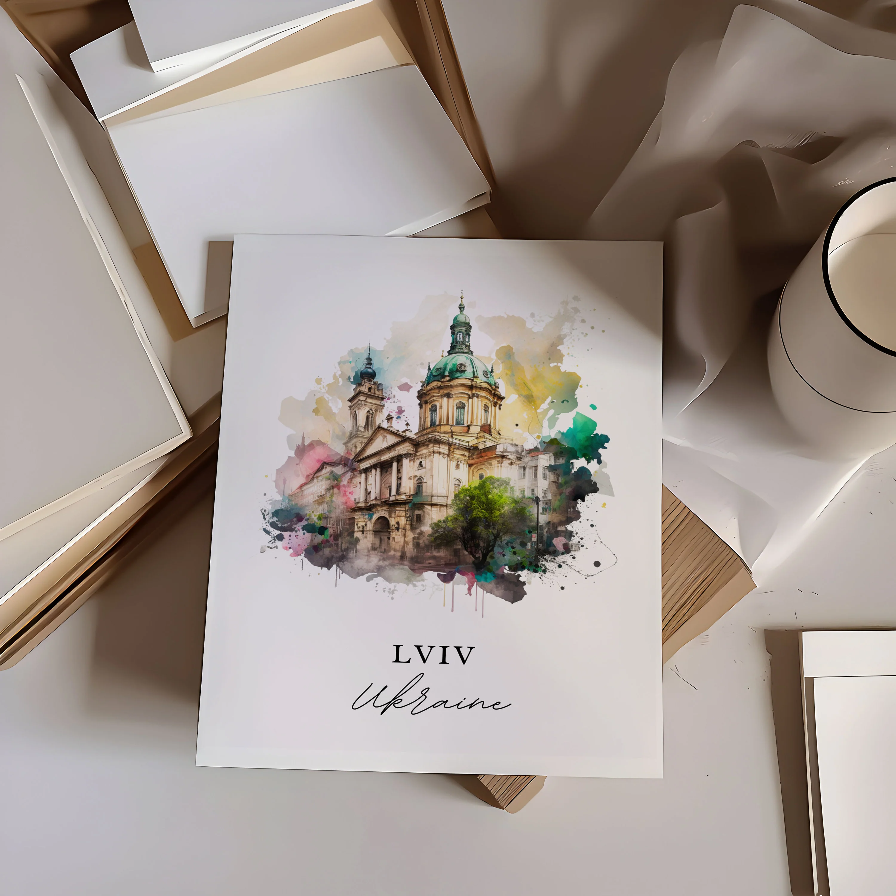 Lviv, Ukraine – Watercolor Art Print - Image 2