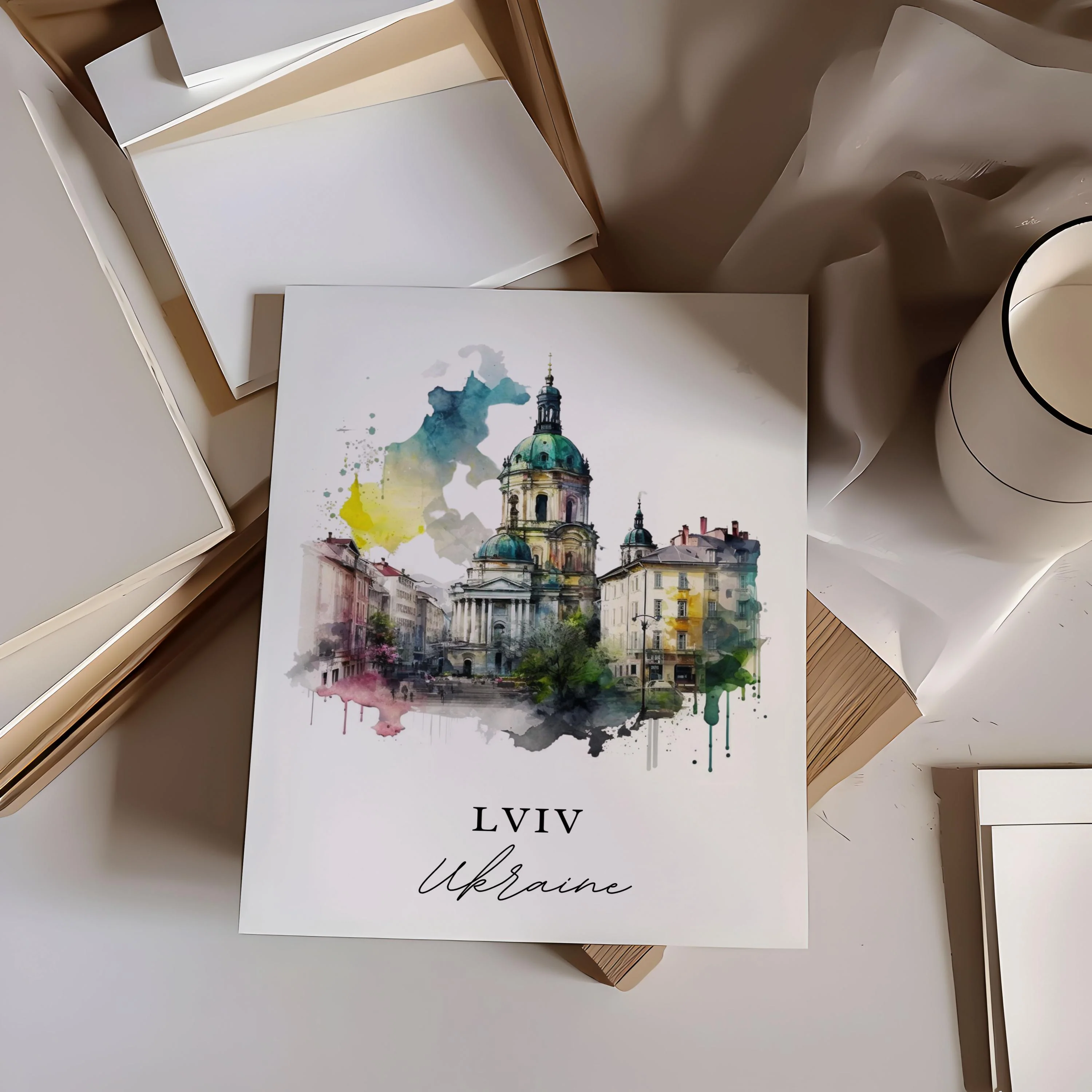 Lviv, Ukraine – Watercolor Art Print - Image 2