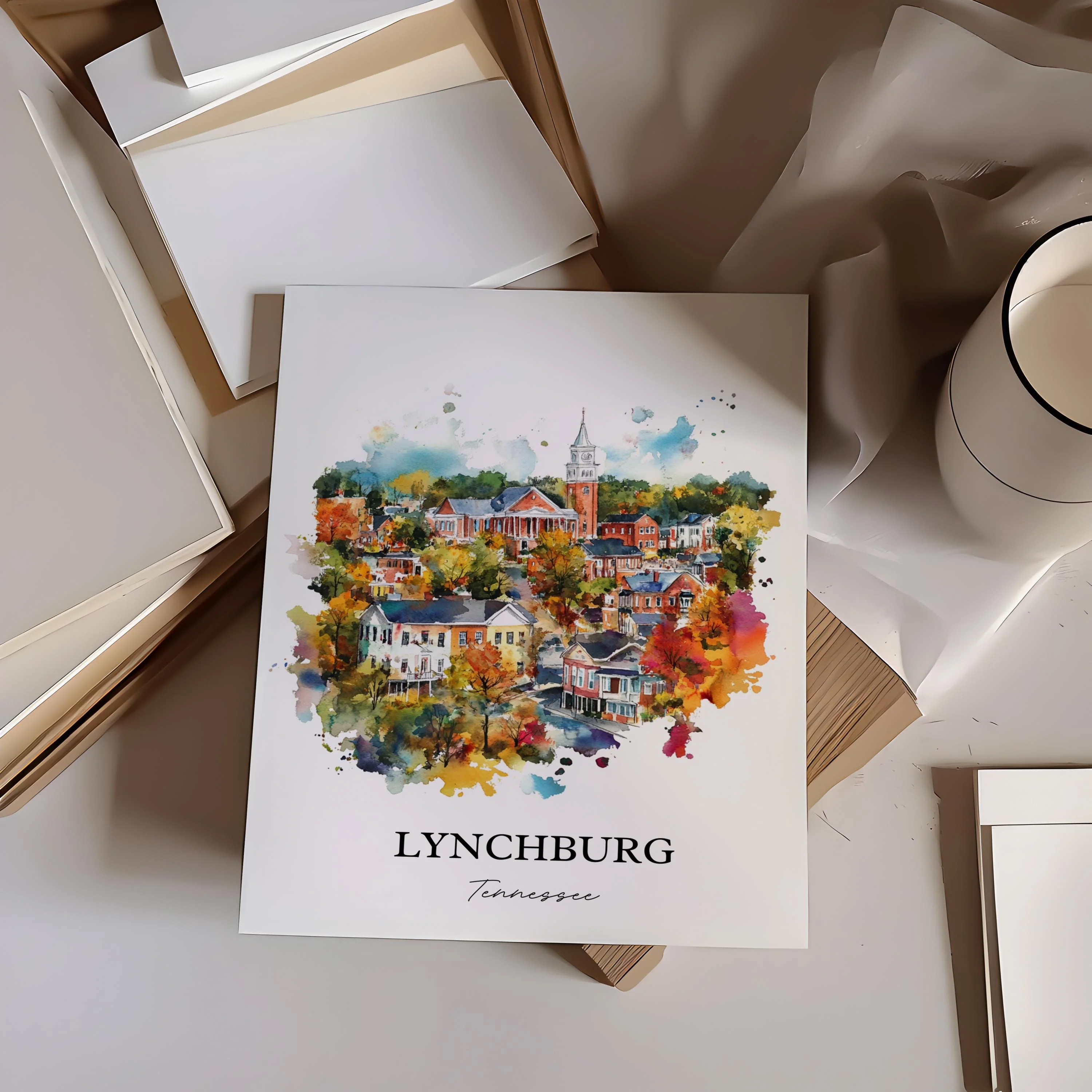 Lynchburg, Tennessee, USA – Watercolor Art Print - Image 5