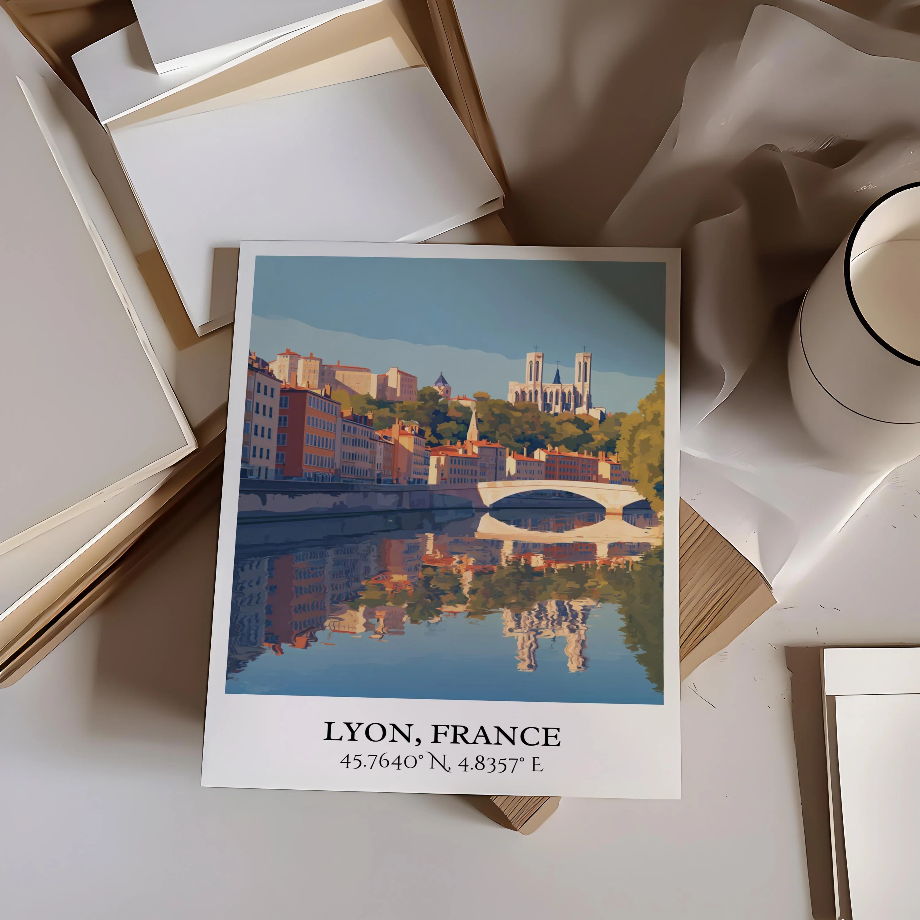 Lyon, France – Watercolor Art Print - Image 4