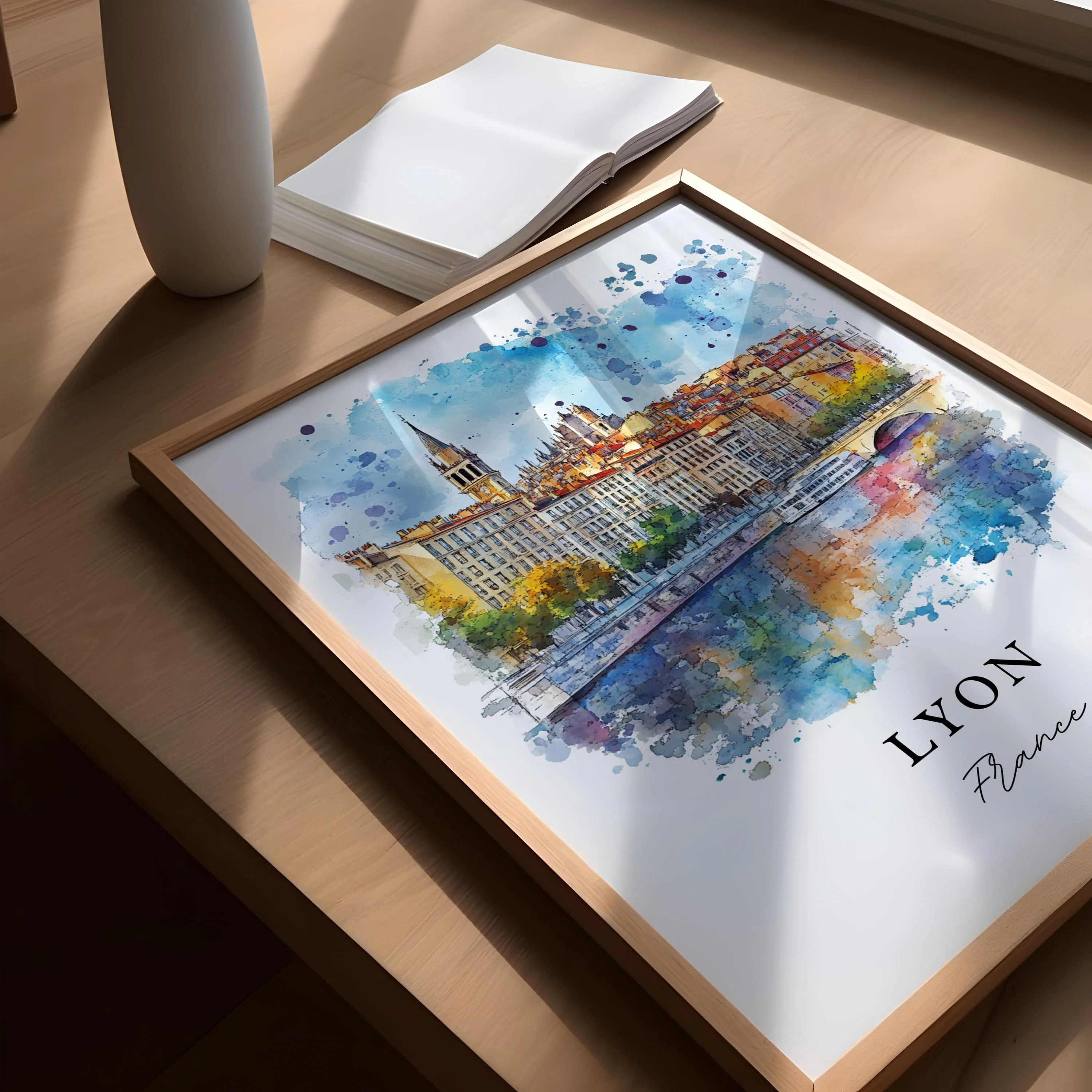 Lyon, France – Watercolor Art Print - Image 4