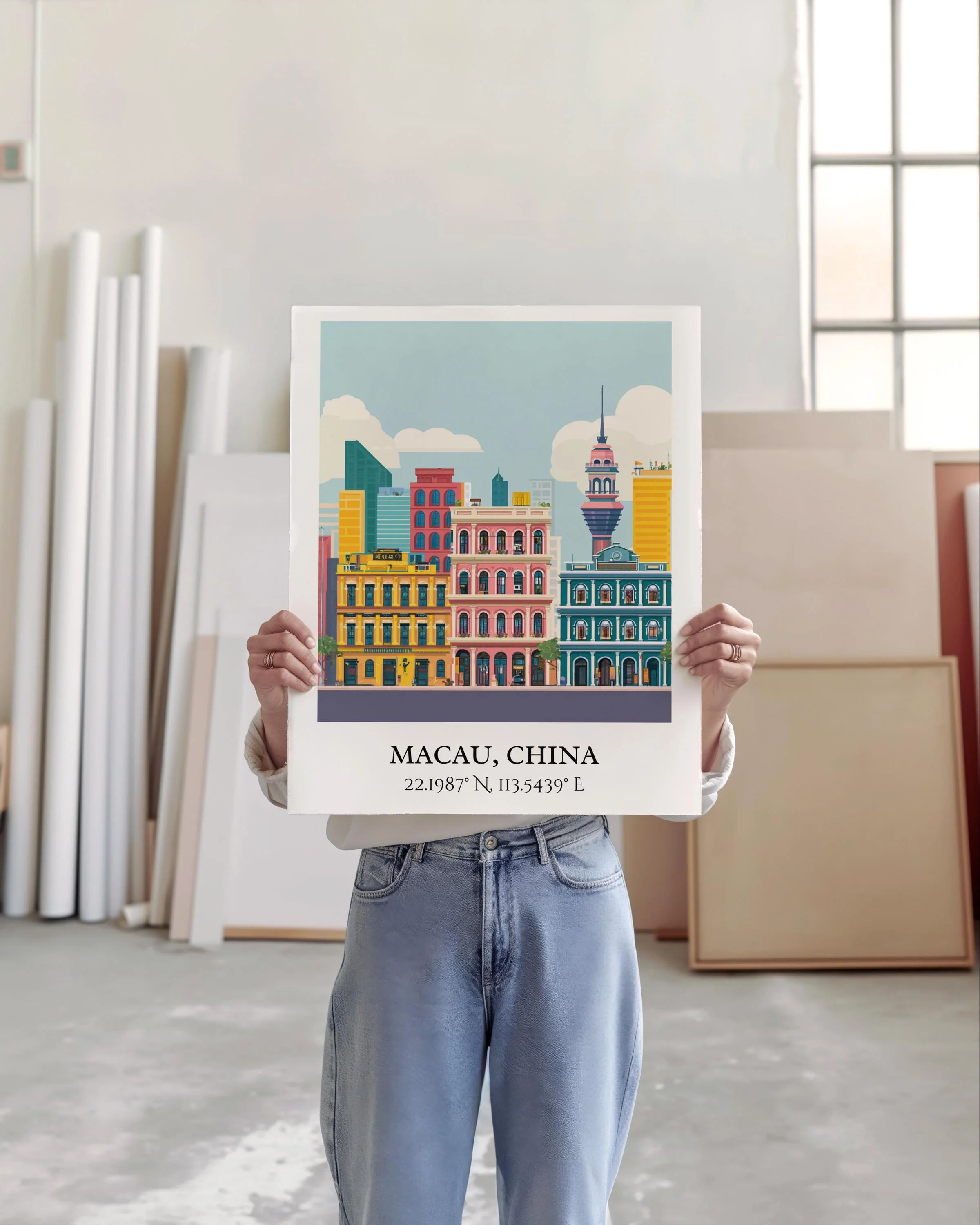 Macau, China – Watercolor Art Print - Image 3