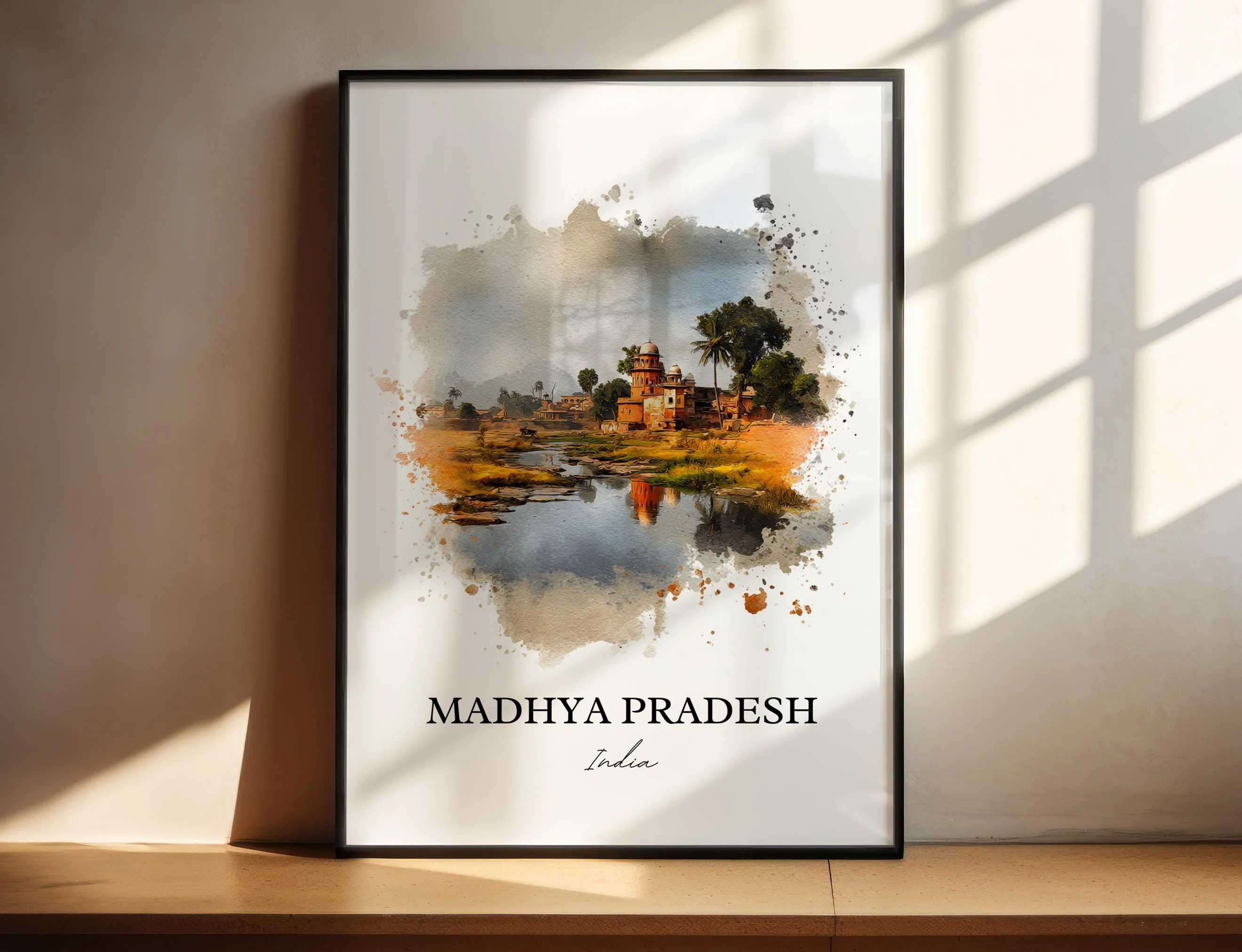 Madhya Pradesh, India – Watercolor Art Print