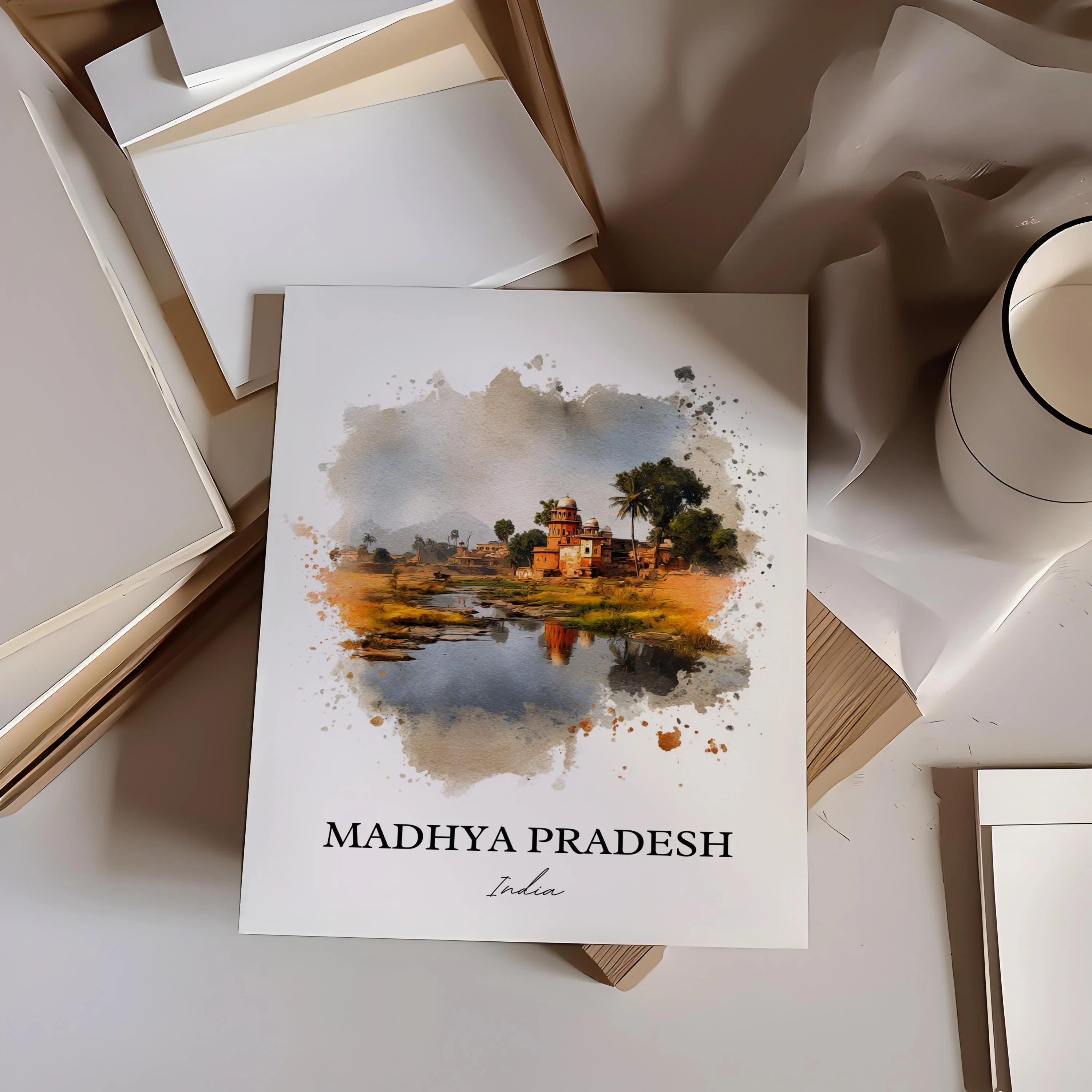 Madhya Pradesh, India – Watercolor Art Print - Image 2