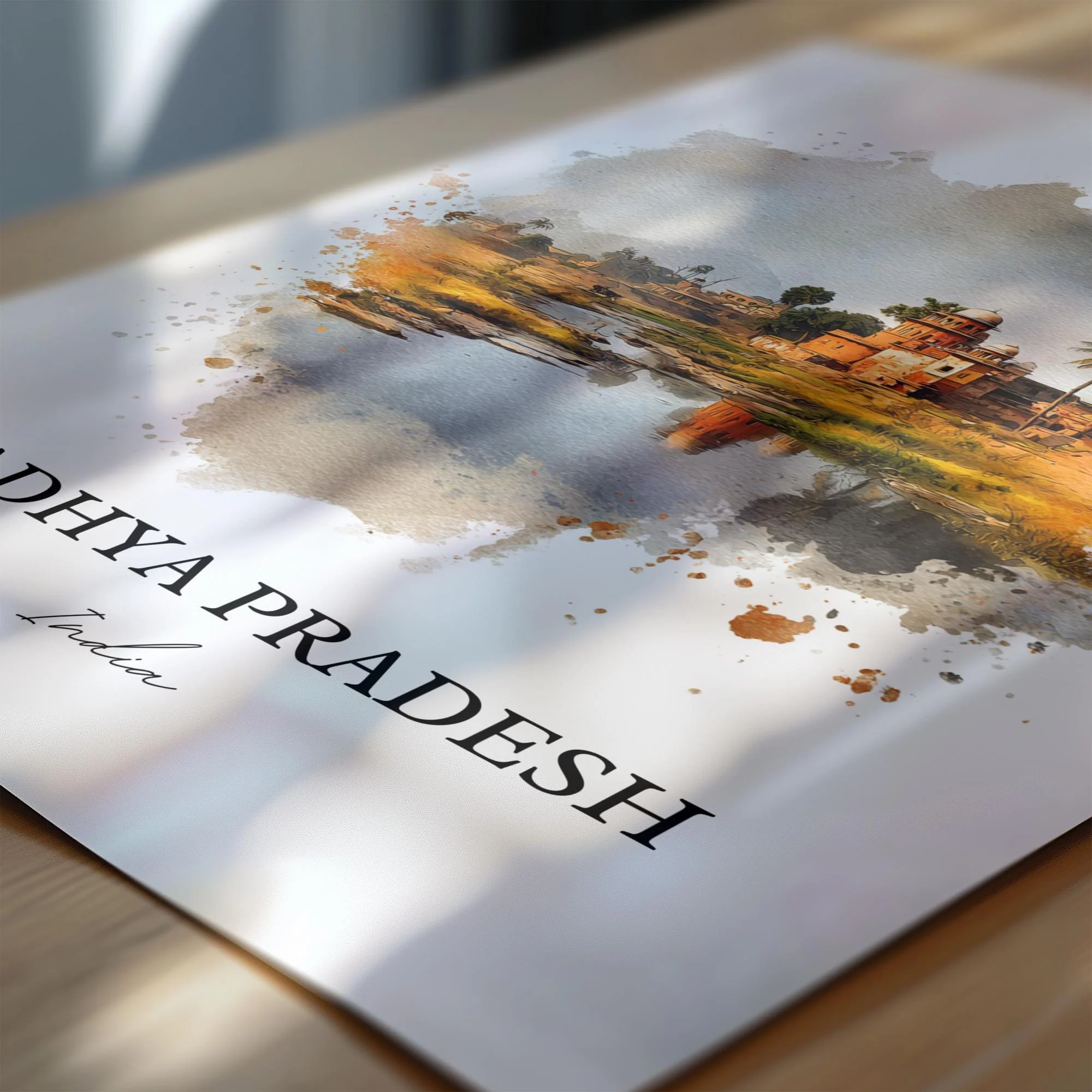 Madhya Pradesh, India – Watercolor Art Print - Image 3