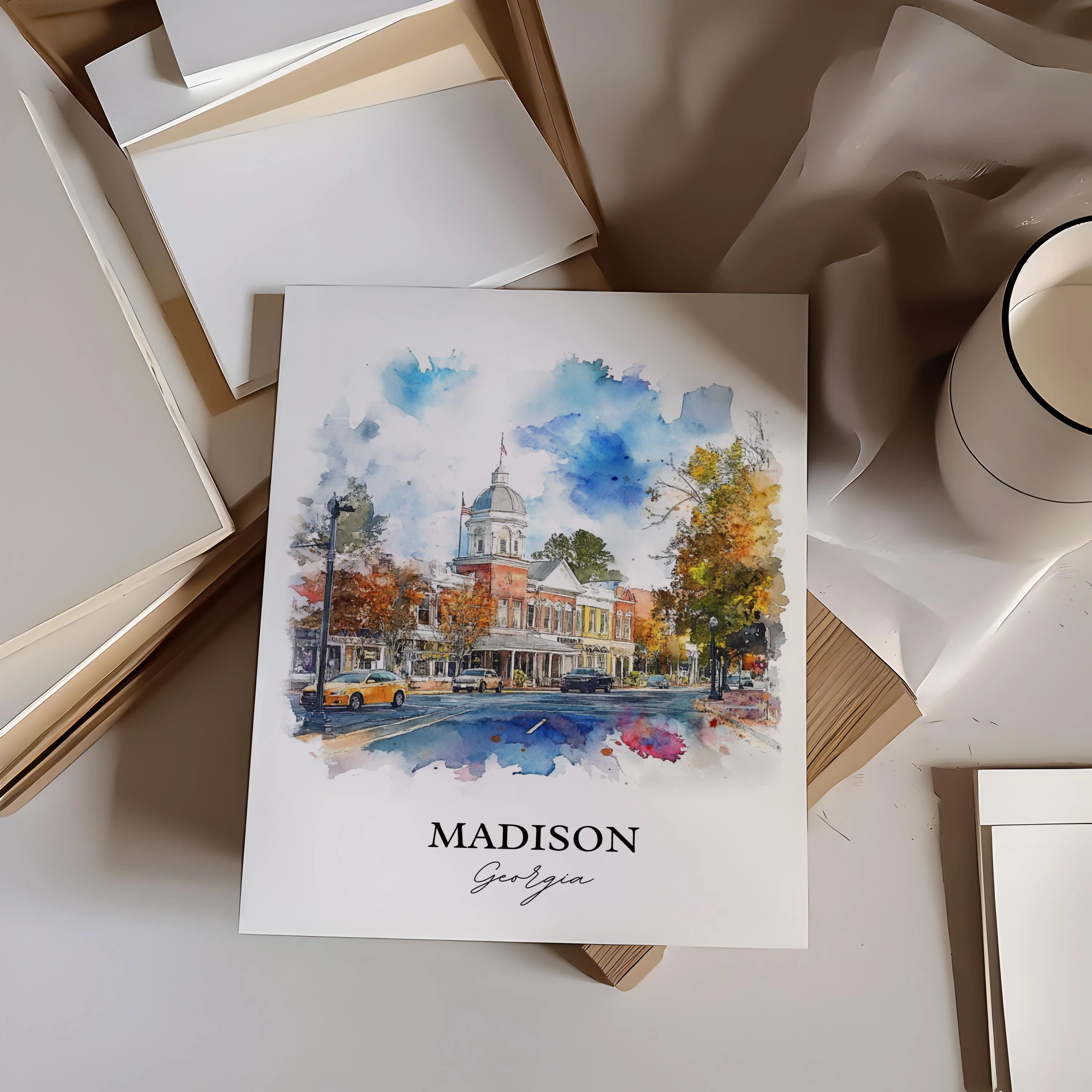 Madison, Georgia, USA – Watercolor Art Print - Image 3