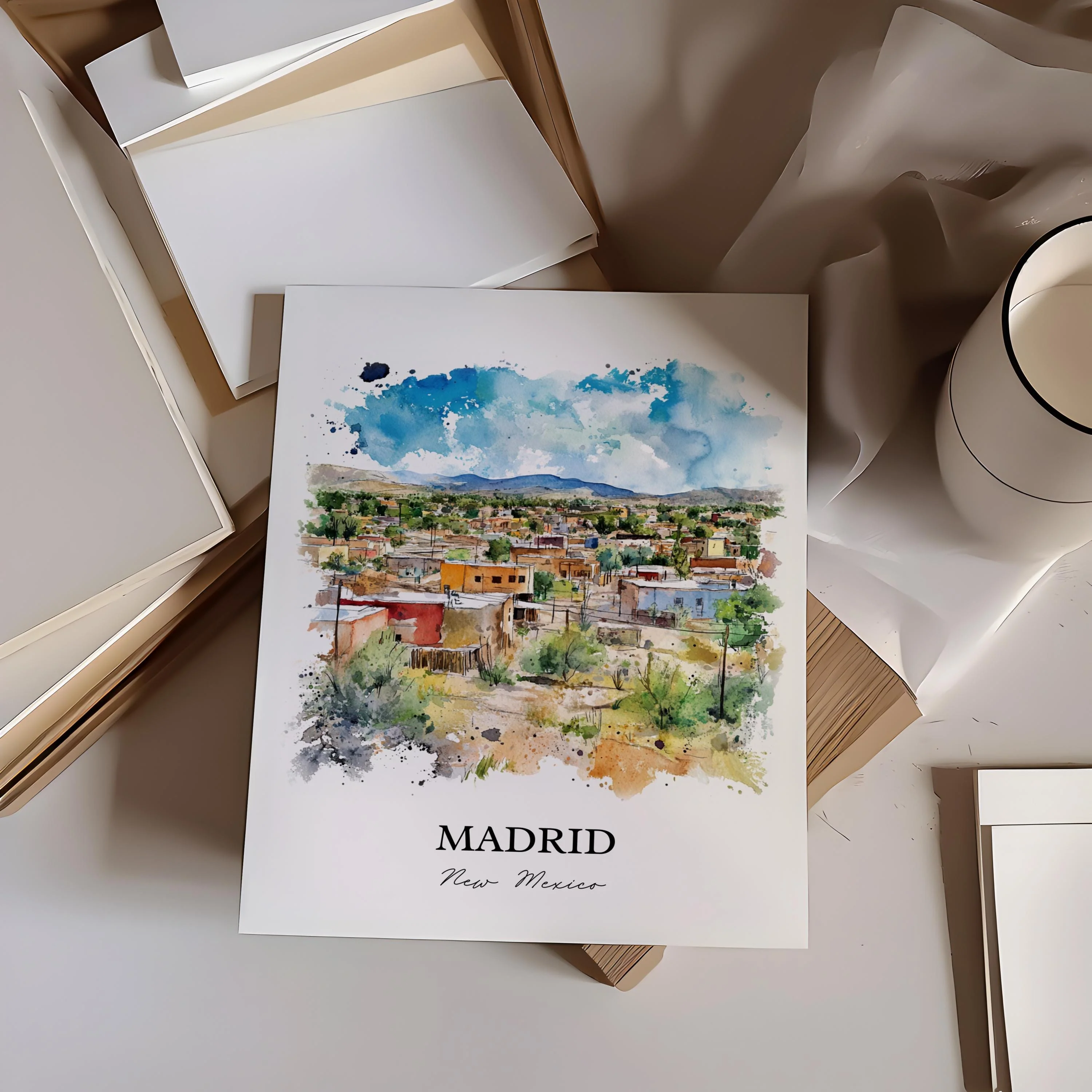 Madrid, New Mexico, USA – Watercolor Art Print - Image 6