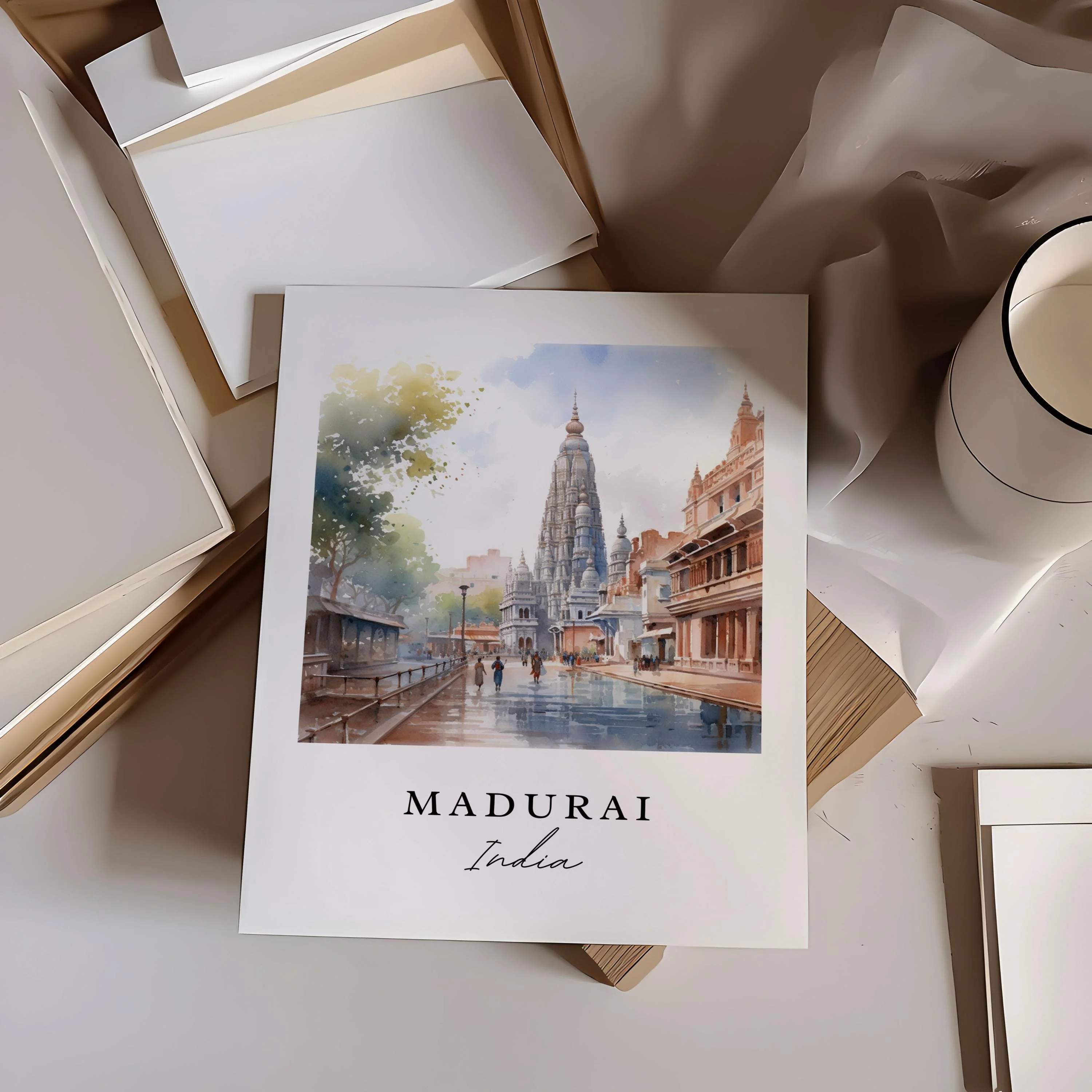 Madurai, India – Watercolor Art Print - Image 3