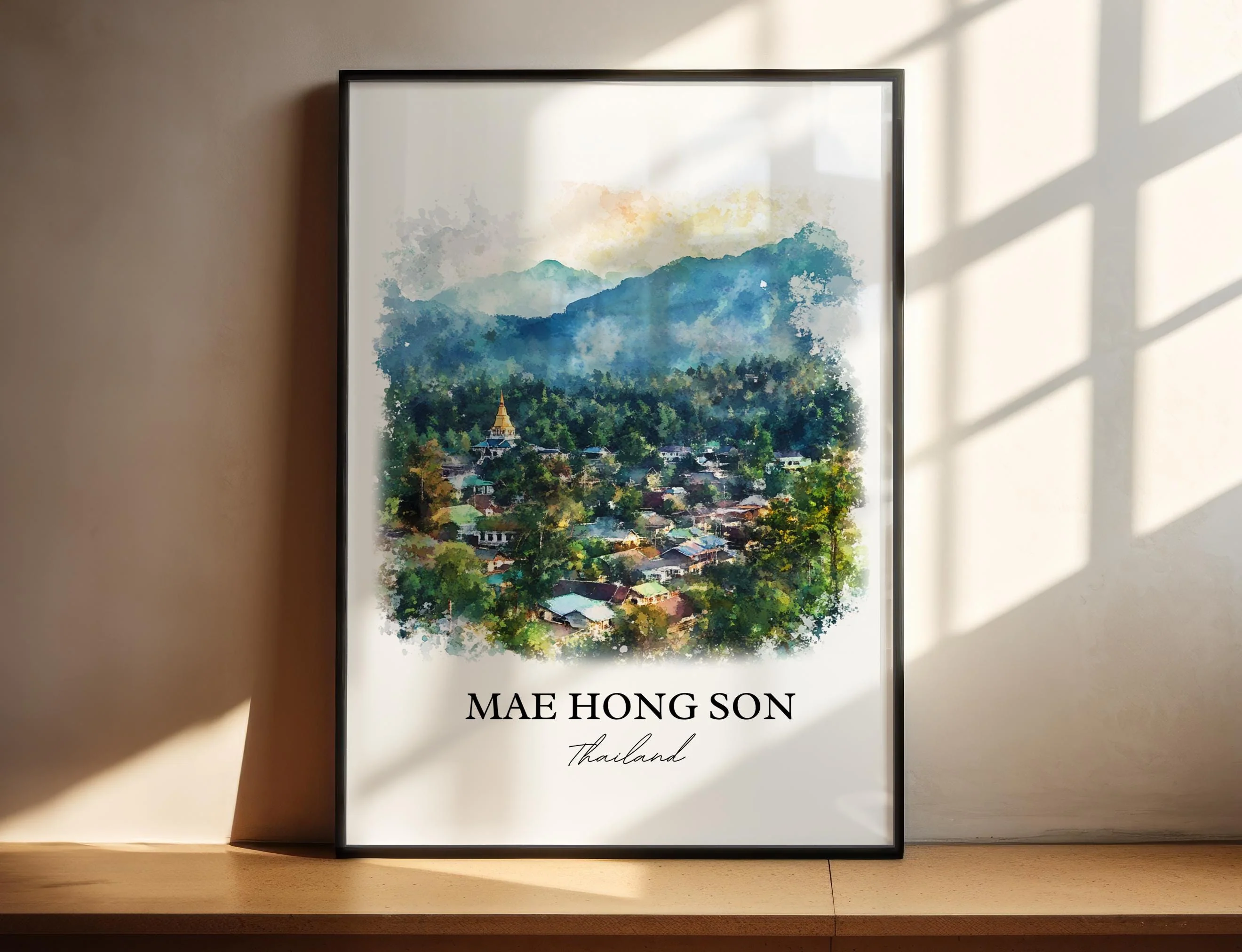 Mae Hong Son, Thailand – Watercolor Art Print