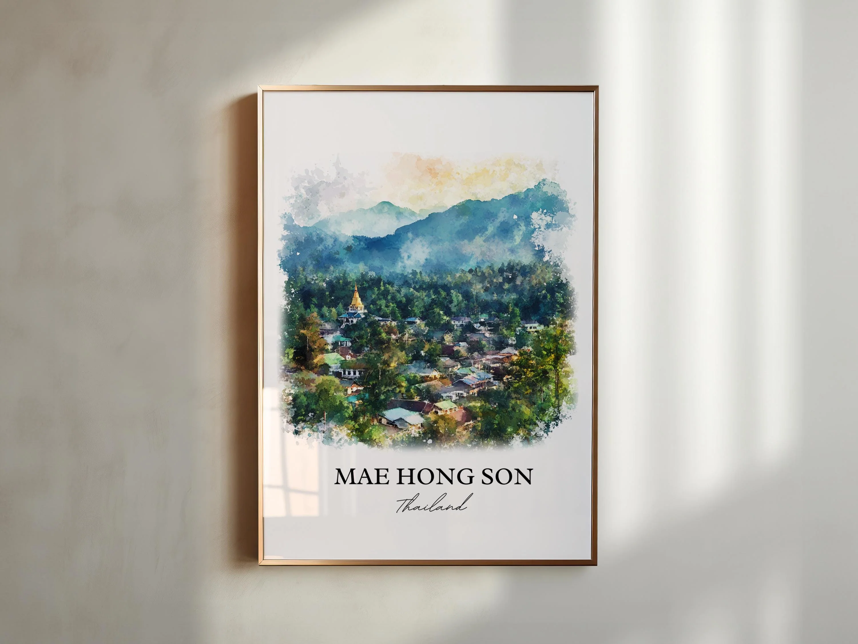 Mae Hong Son, Thailand – Watercolor Art Print - Image 5