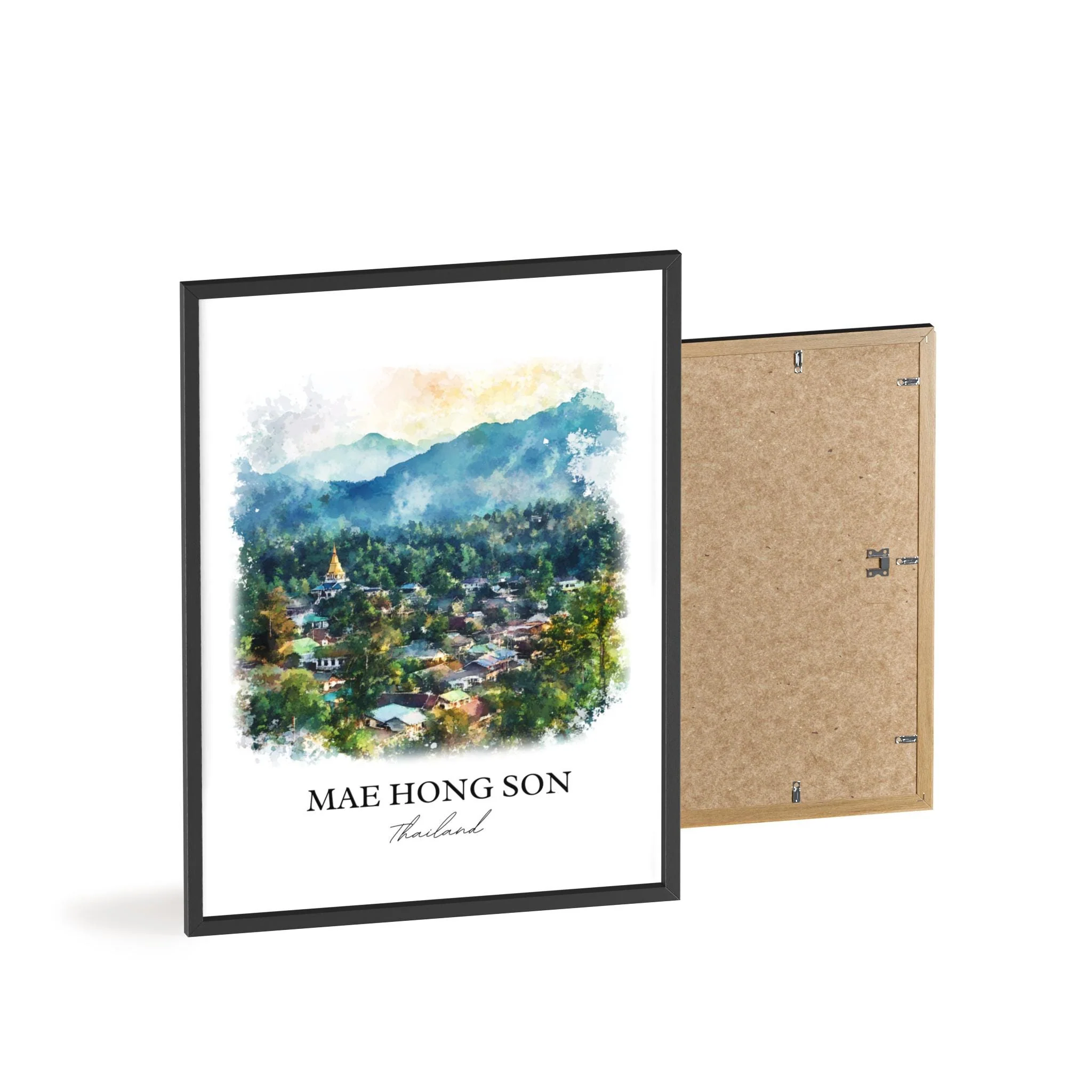 Mae Hong Son, Thailand – Watercolor Art Print - Image 8