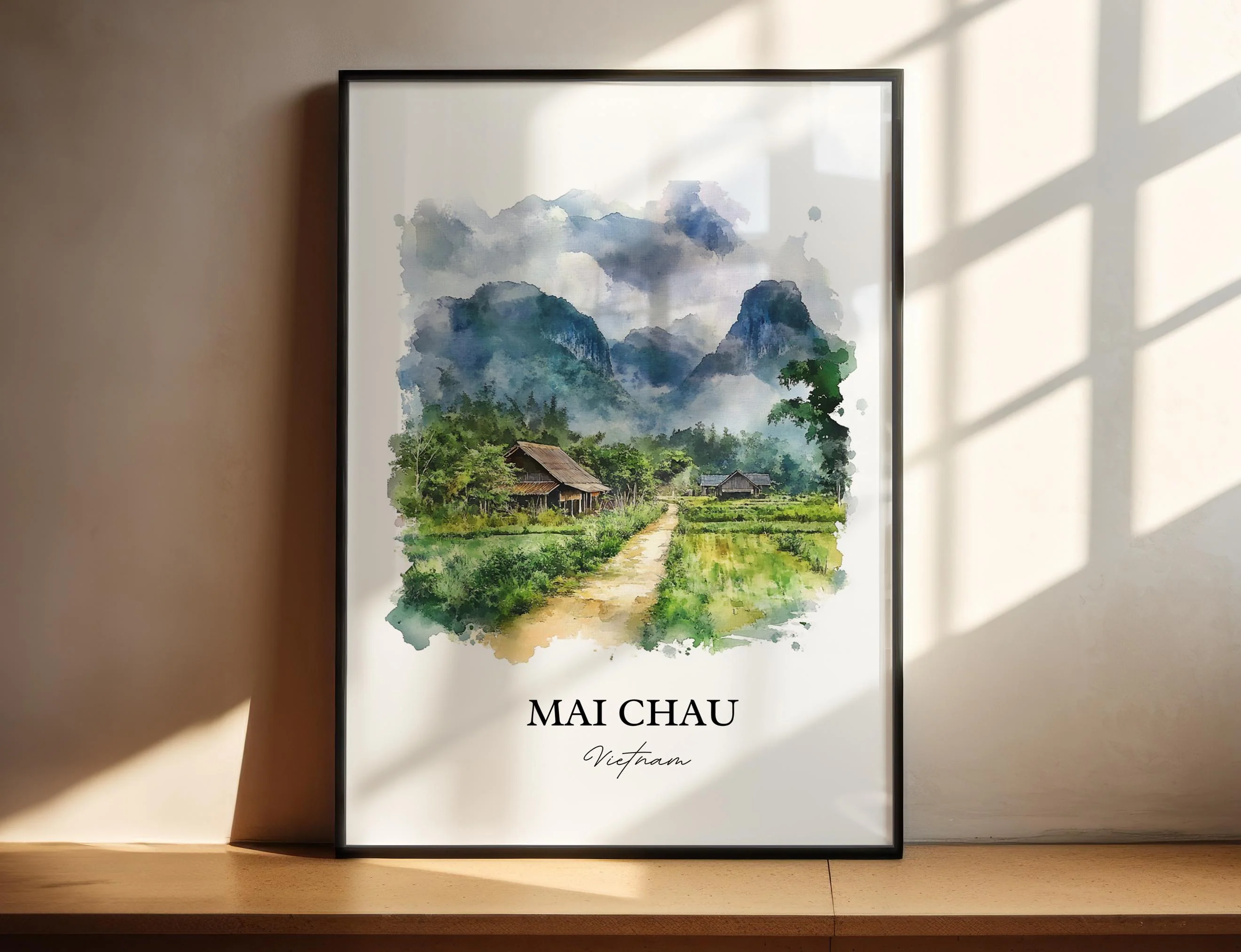 Mai Chau, Vietnam – Watercolor Art Print