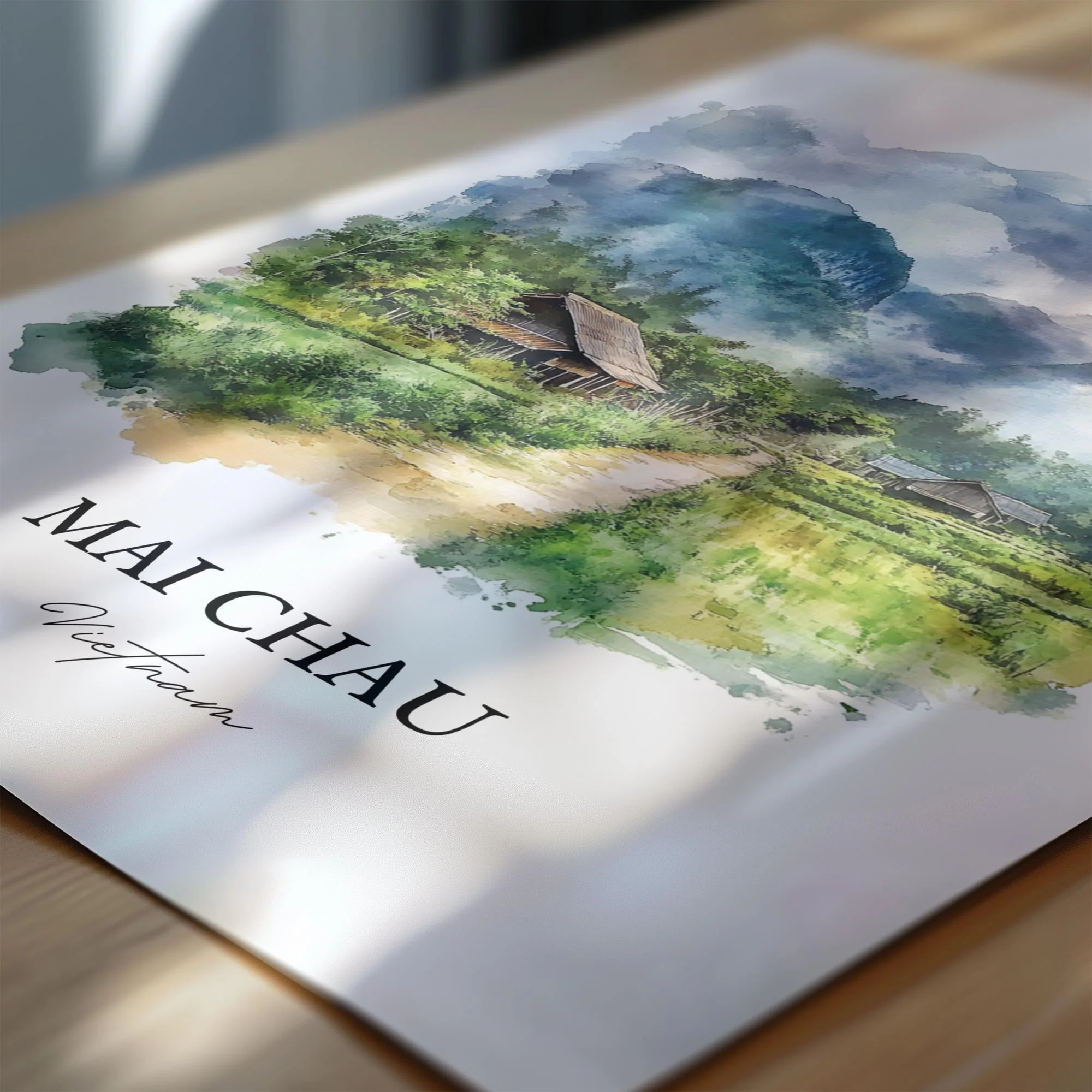 Mai Chau, Vietnam – Watercolor Art Print - Image 2