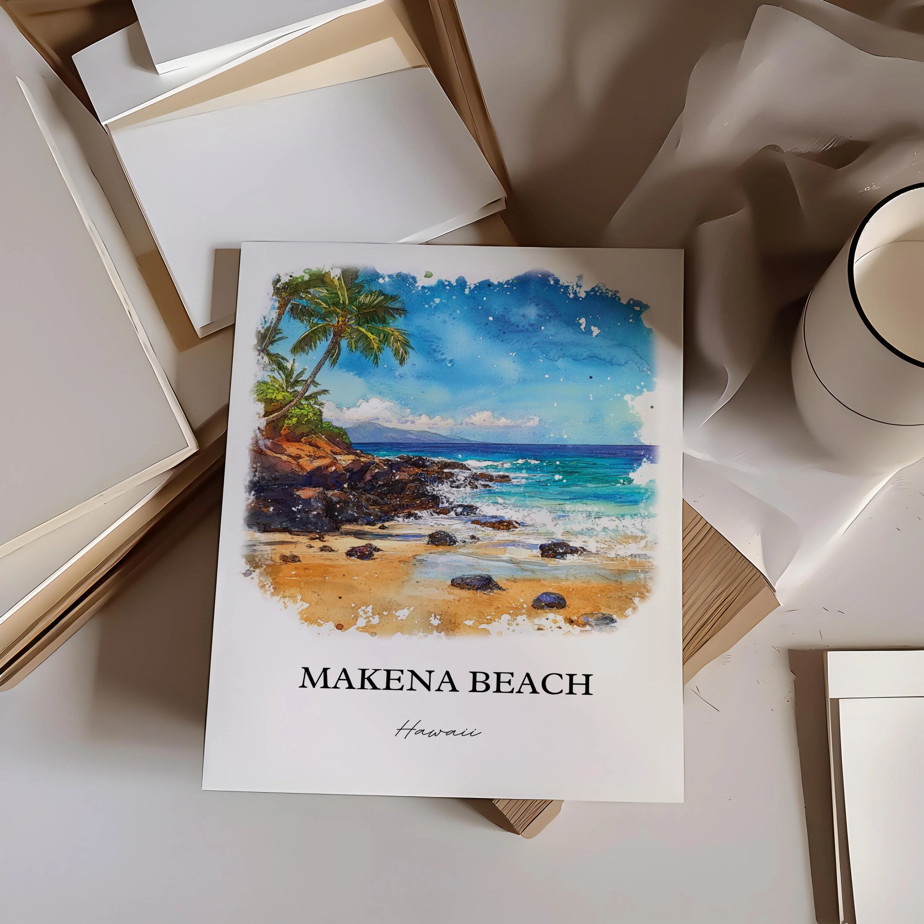 Makena Beach, Hawaii – Watercolor Art Print - Image 5