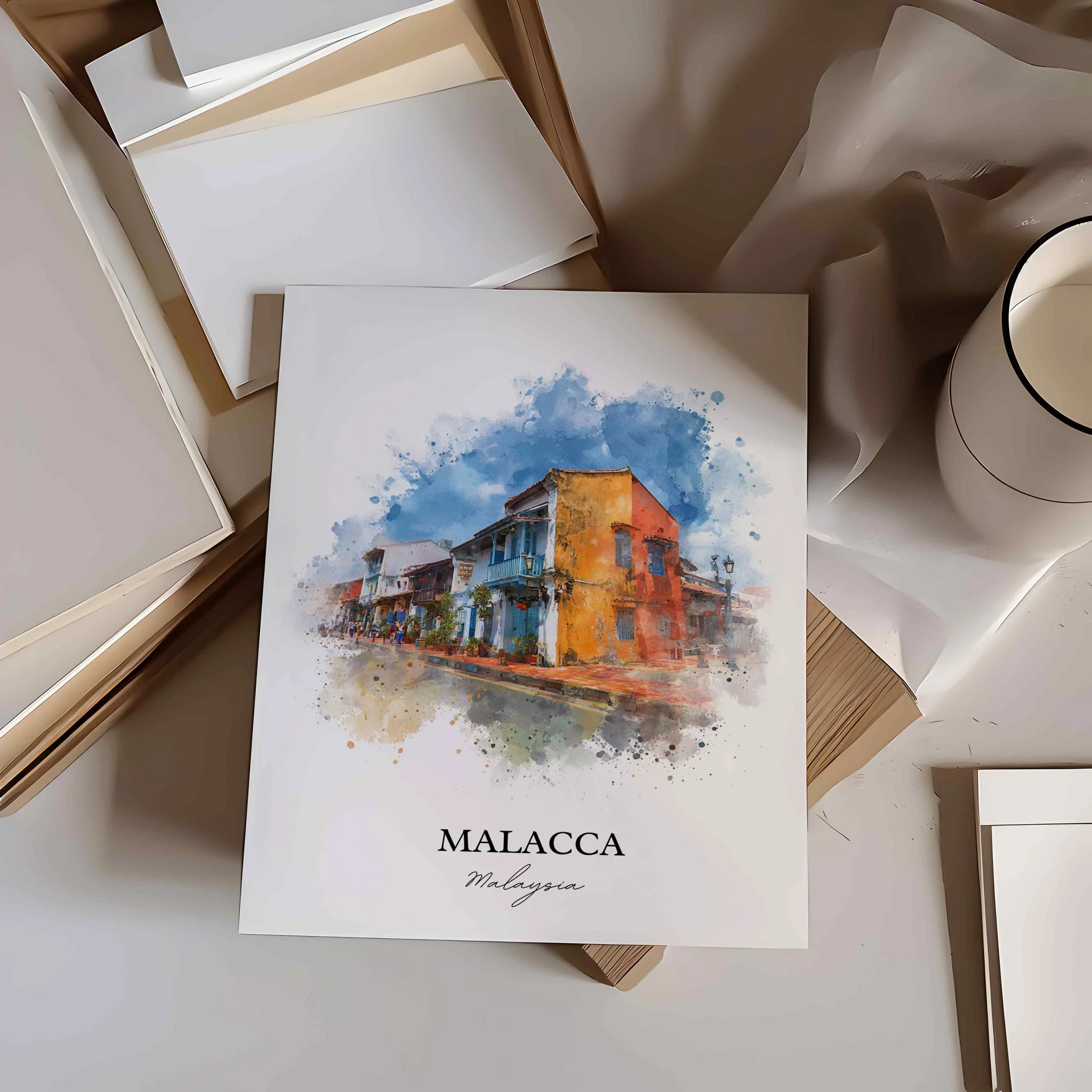 Malacca, Malaysia – Watercolor Art Print - Image 3