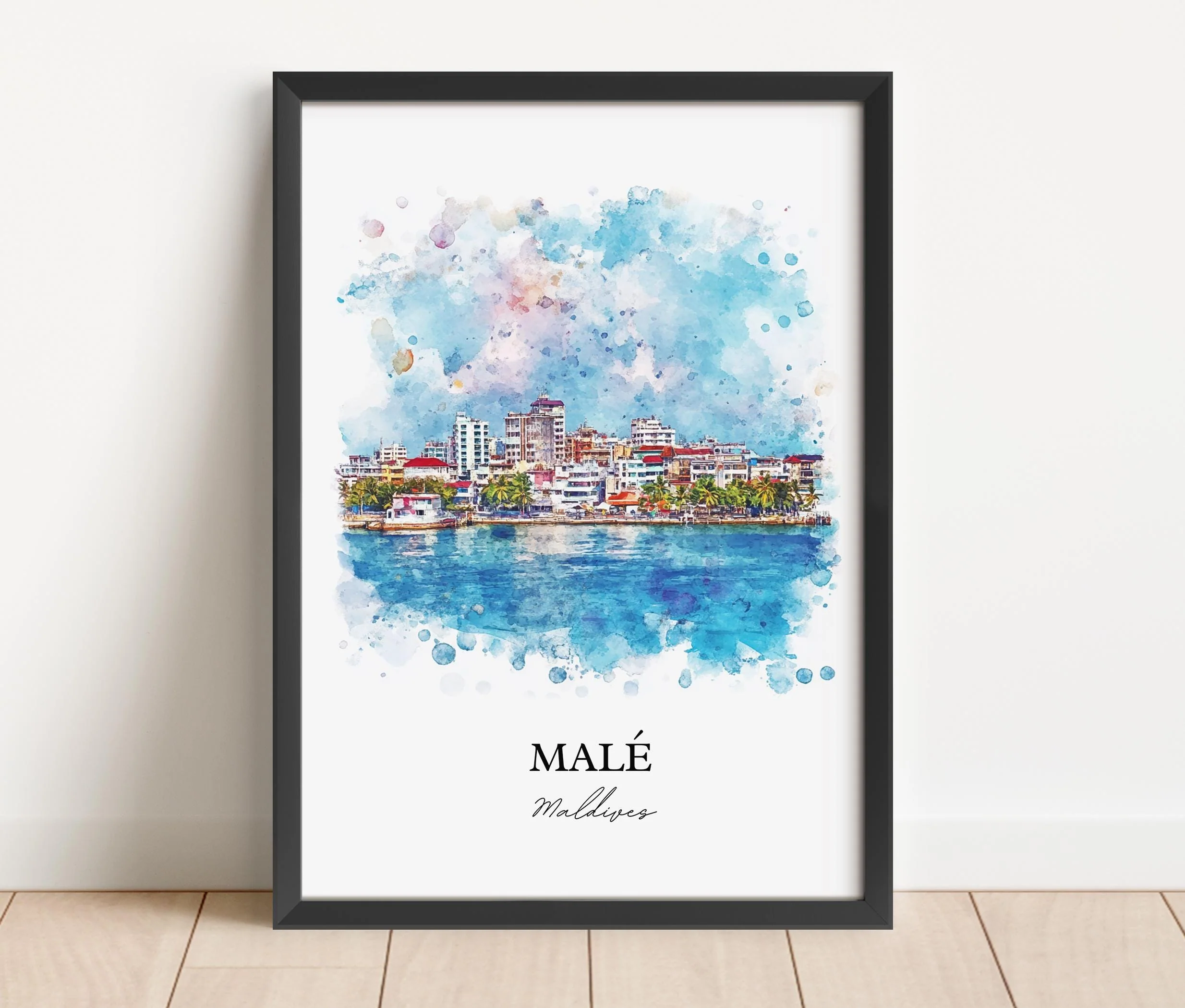 Malé, Maldives – Watercolor Art Print - Image 3