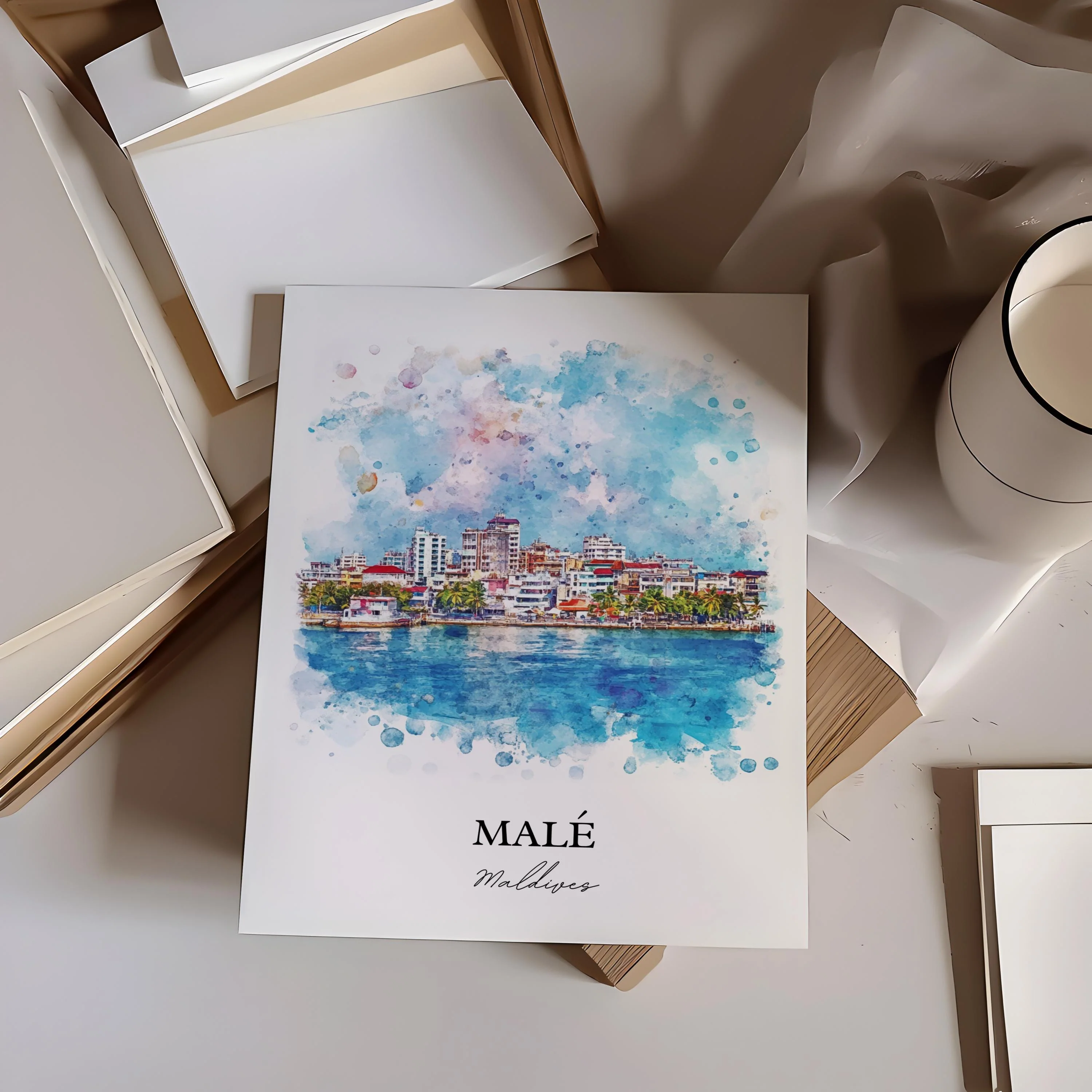 Malé, Maldives – Watercolor Art Print - Image 5
