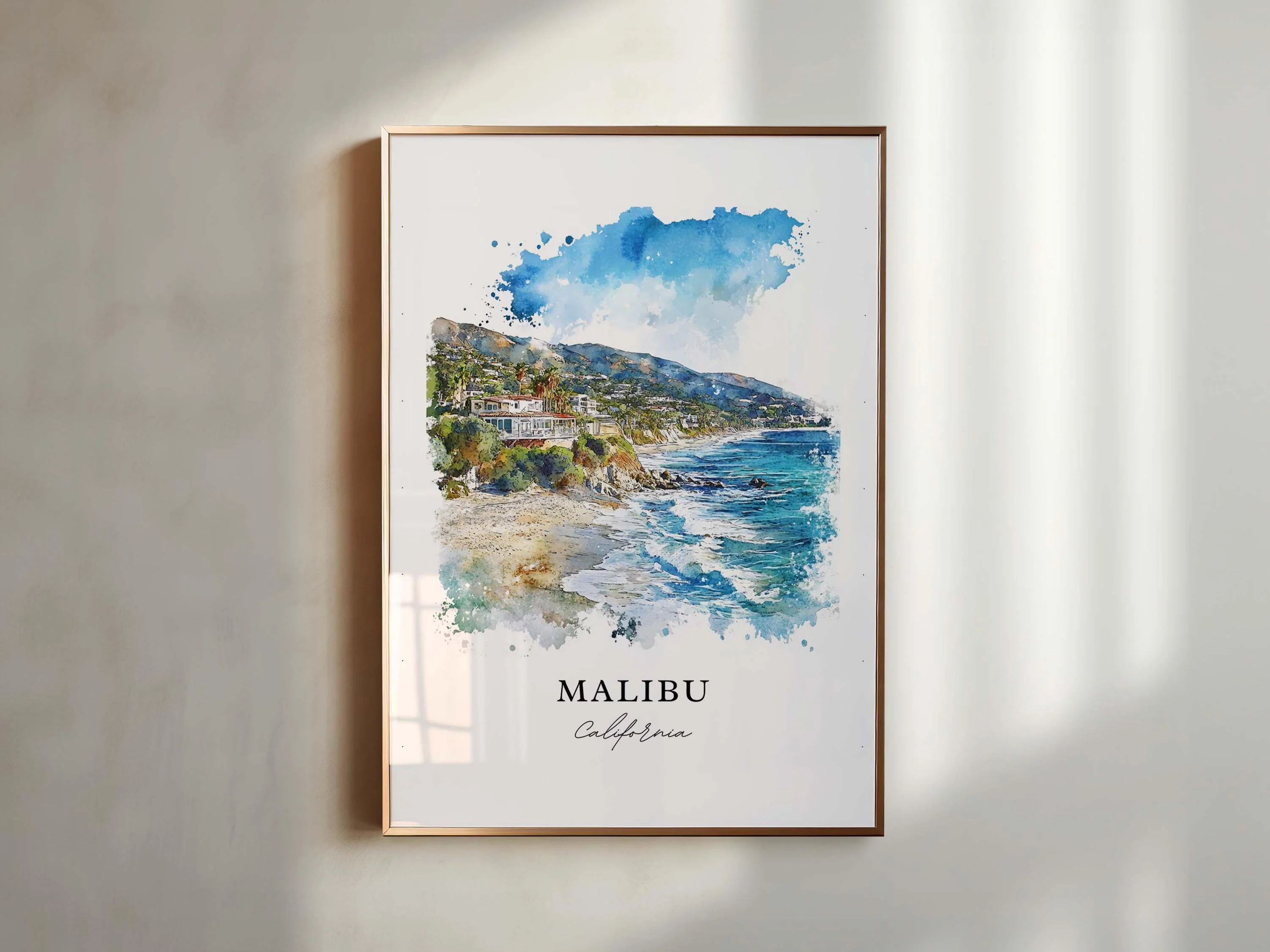 Malibu, California, California – Watercolor Art Print - Image 3