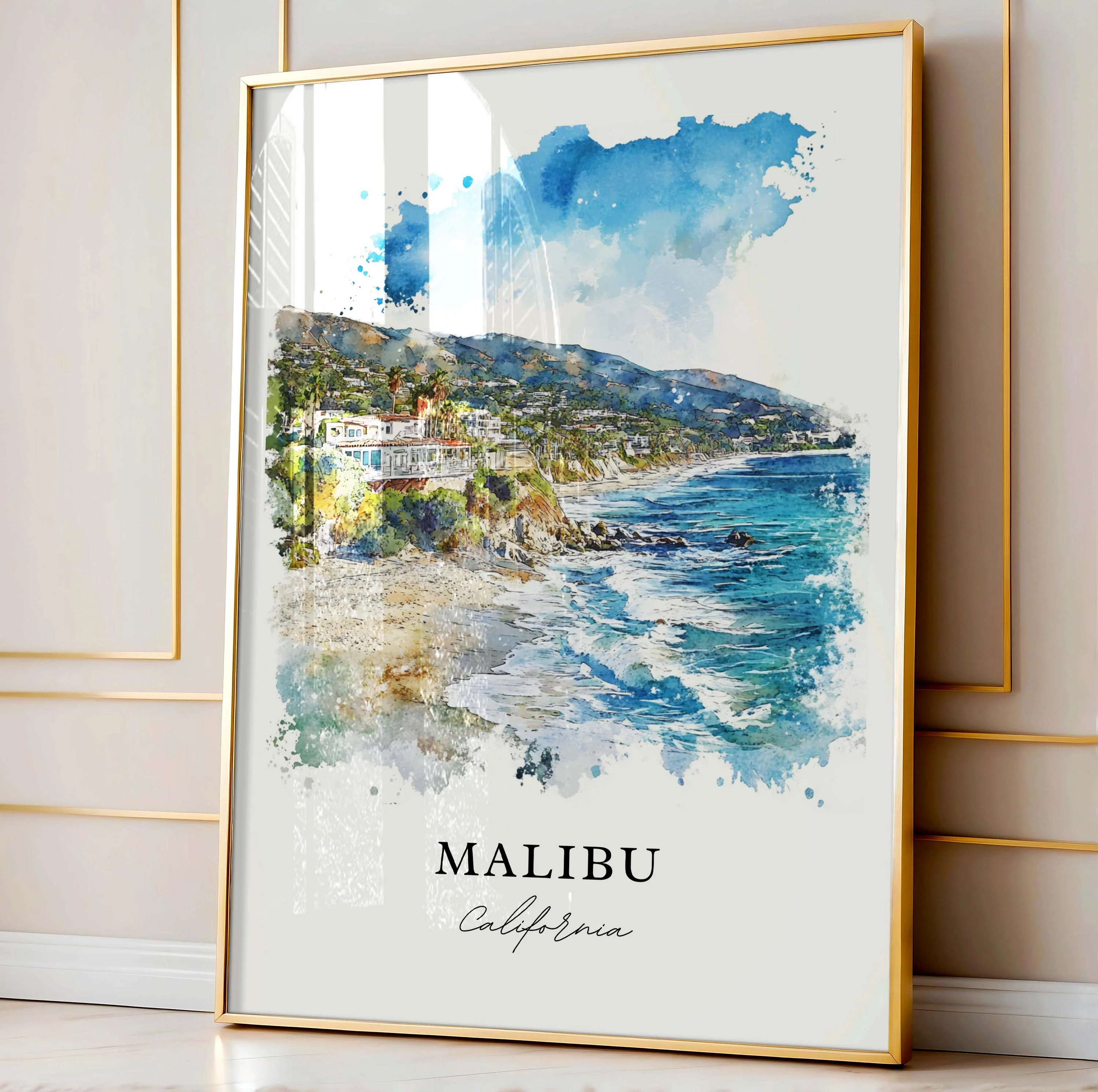 Malibu, California, California – Watercolor Art Print - Image 4