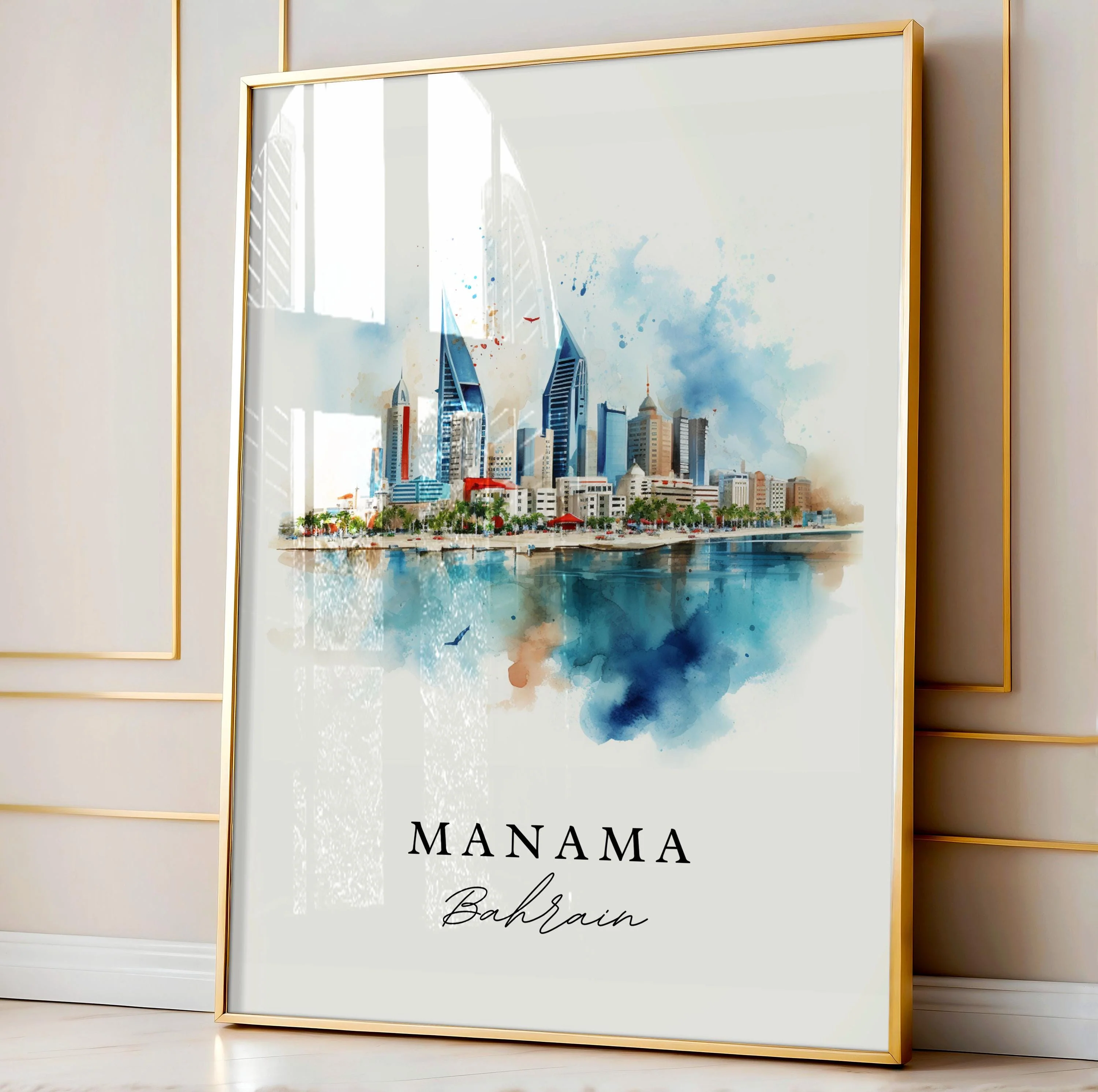 Manama, Bahrain – Watercolor Art Print - Image 4