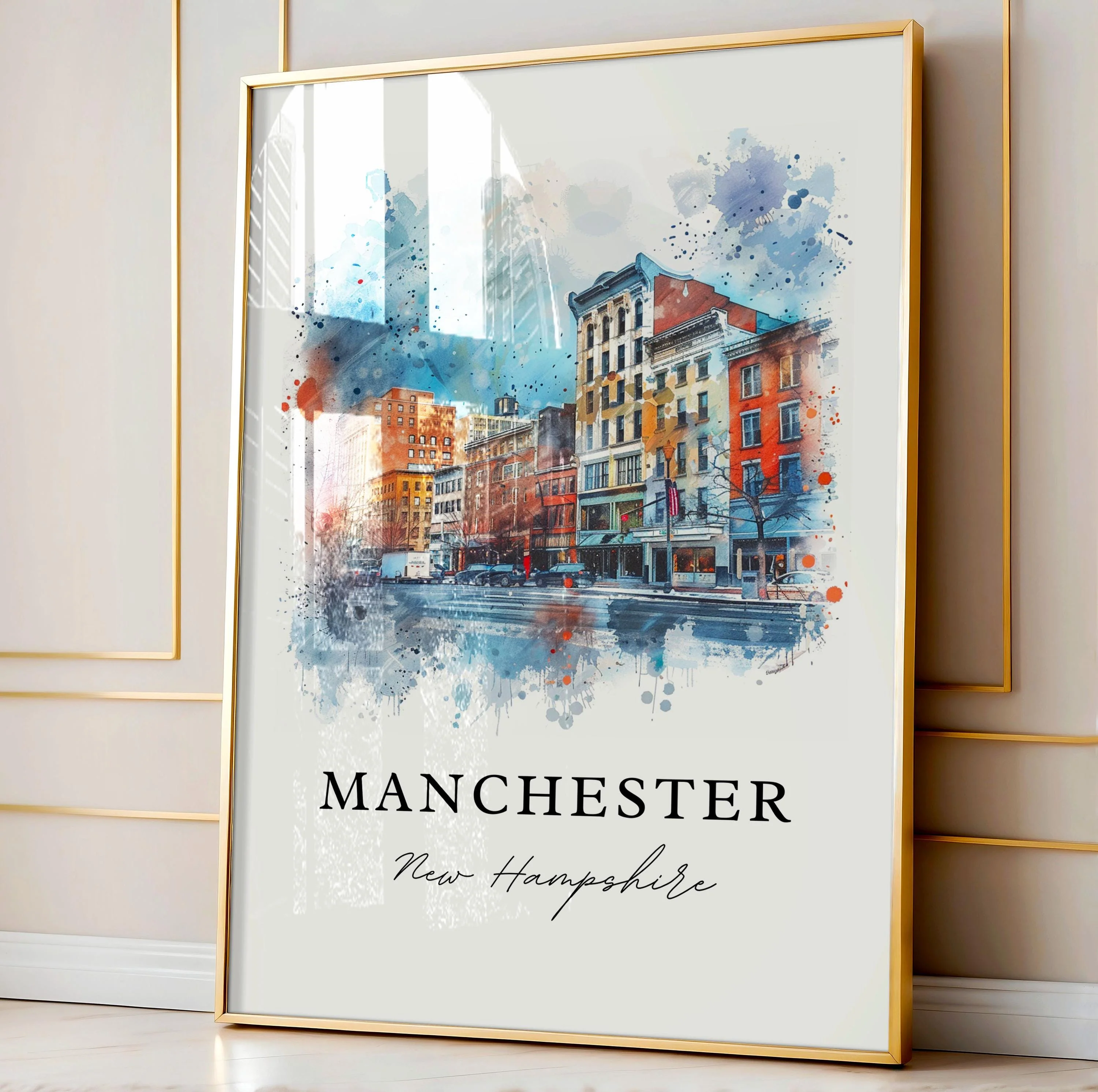 Manchester, NH – Watercolor Art Print - Image 5