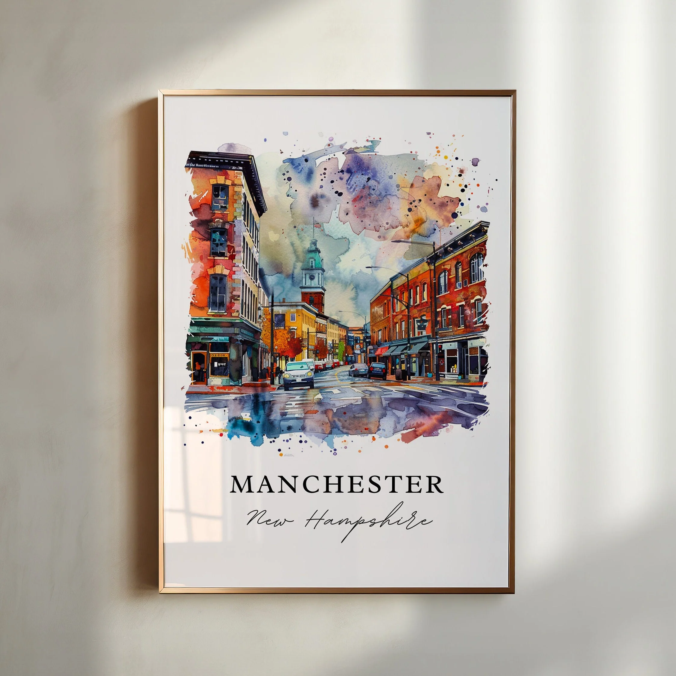 Manchester, NH, USA – Watercolor Art Print