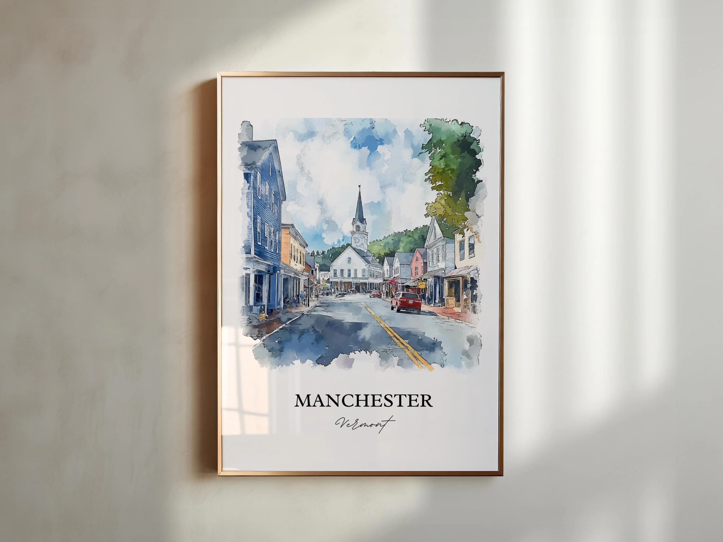 Manchester, Vermont, USA – Watercolor Art Print - Image 3