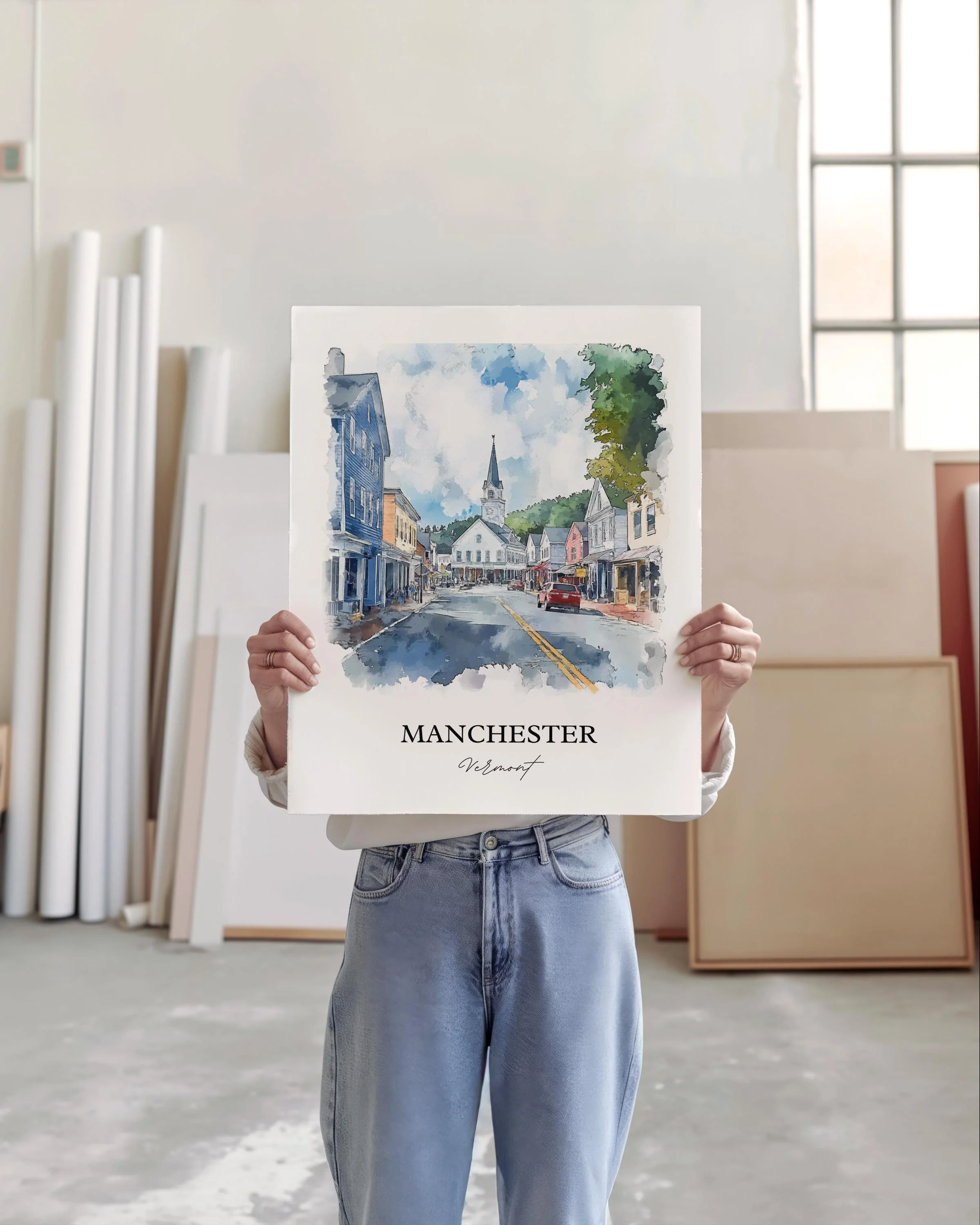Manchester, Vermont, USA – Watercolor Art Print - Image 4