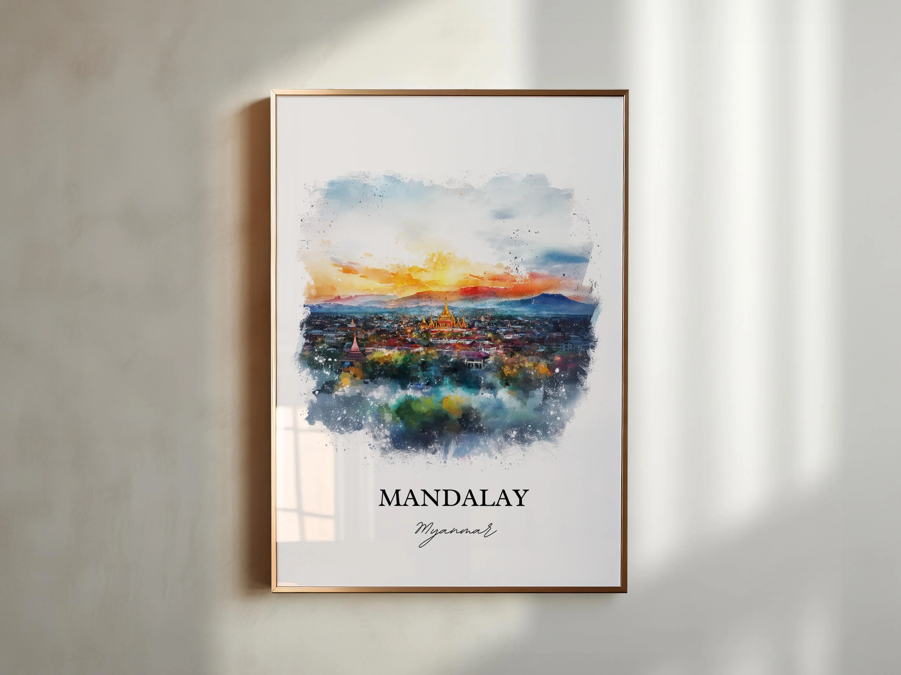 Mandalay, Myanmar – Watercolor Art Print - Image 4