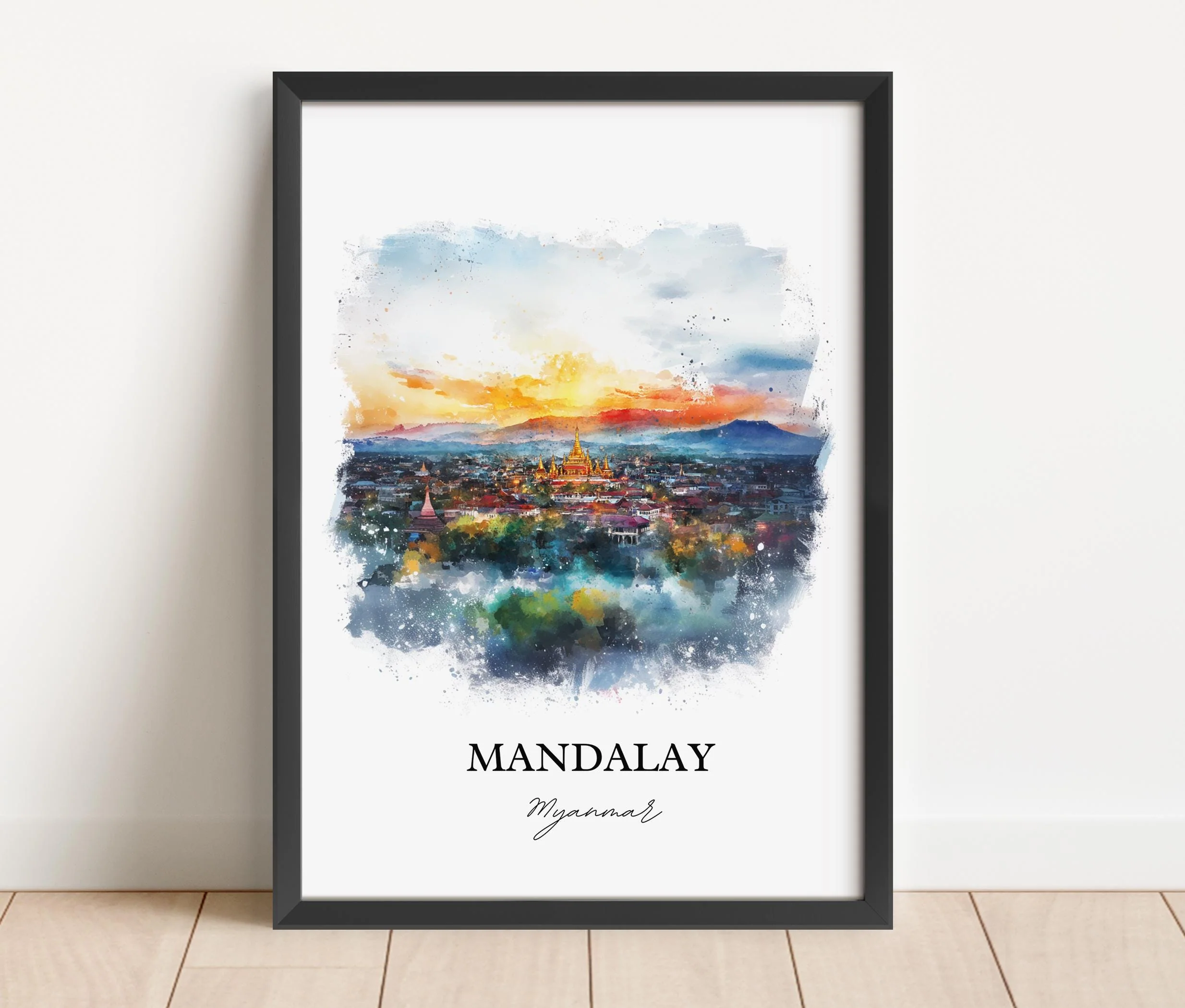 Mandalay, Myanmar – Watercolor Art Print - Image 5