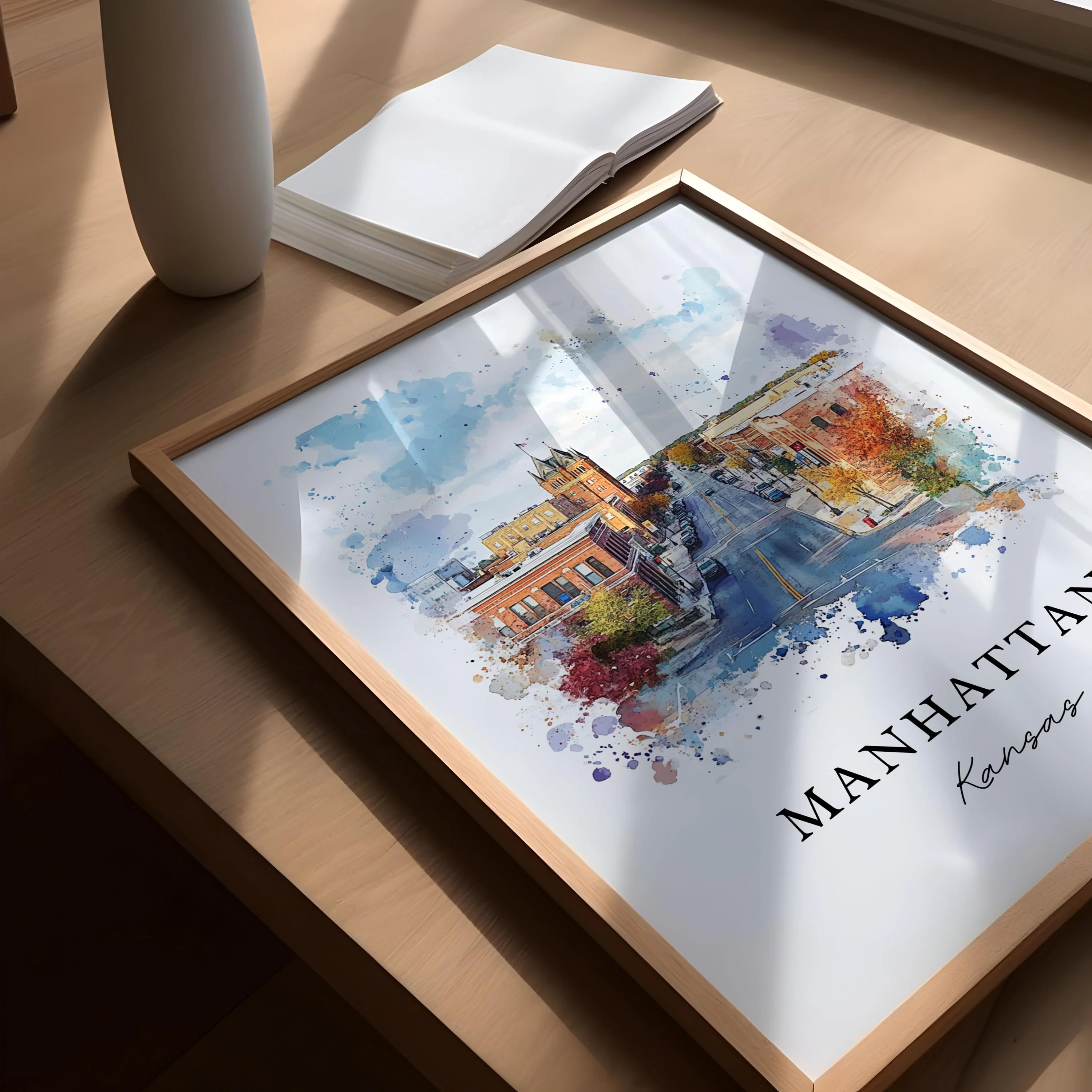 Manhattan, Kansas, Kansas – Watercolor Art Print - Image 3