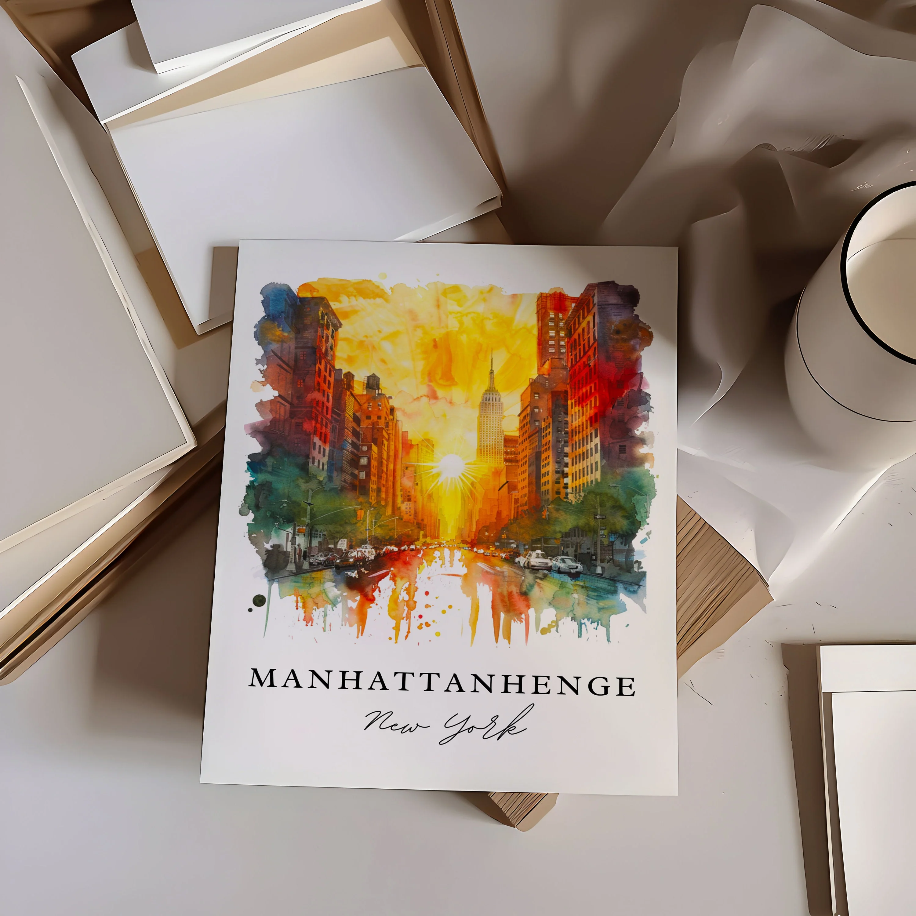 Manhattanhenge, New York – Watercolor Art Print - Image 2